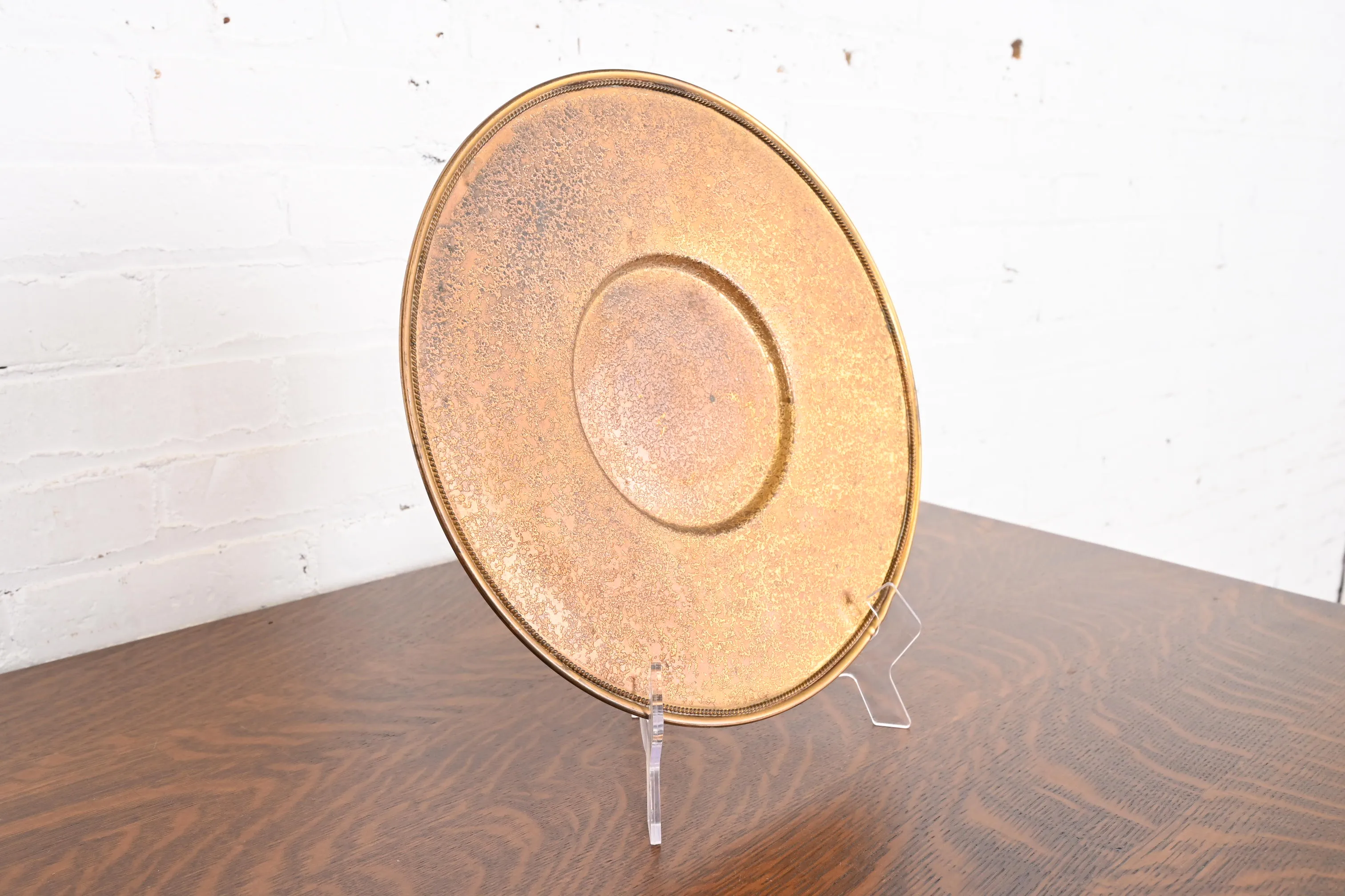 Louis Comfort Tiffany Furnaces Favrile Bronze Doré Charger Plate or Serving Tray - Image 4