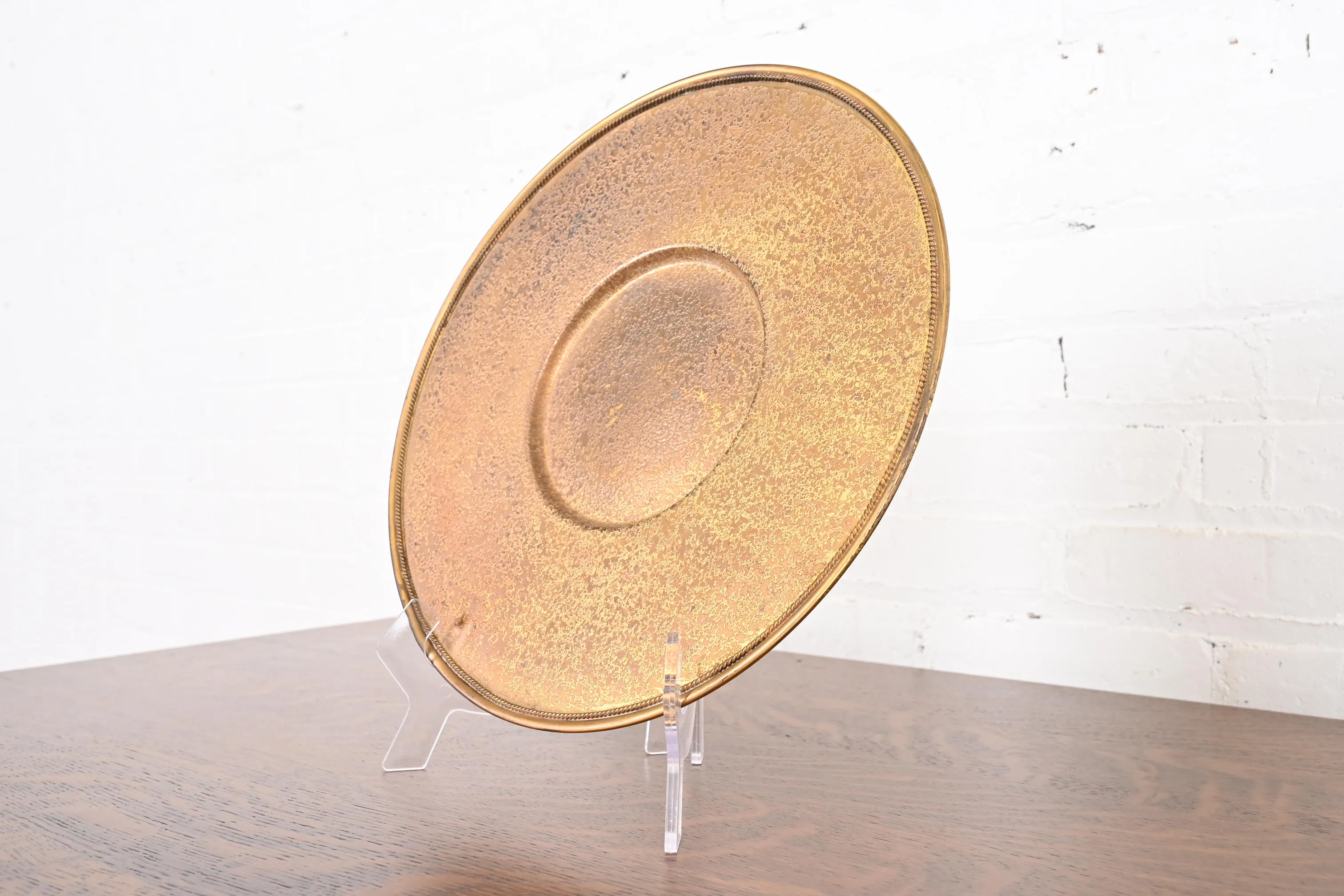 Louis Comfort Tiffany Furnaces Favrile Bronze Doré Charger Plate or Serving Tray - Image 3