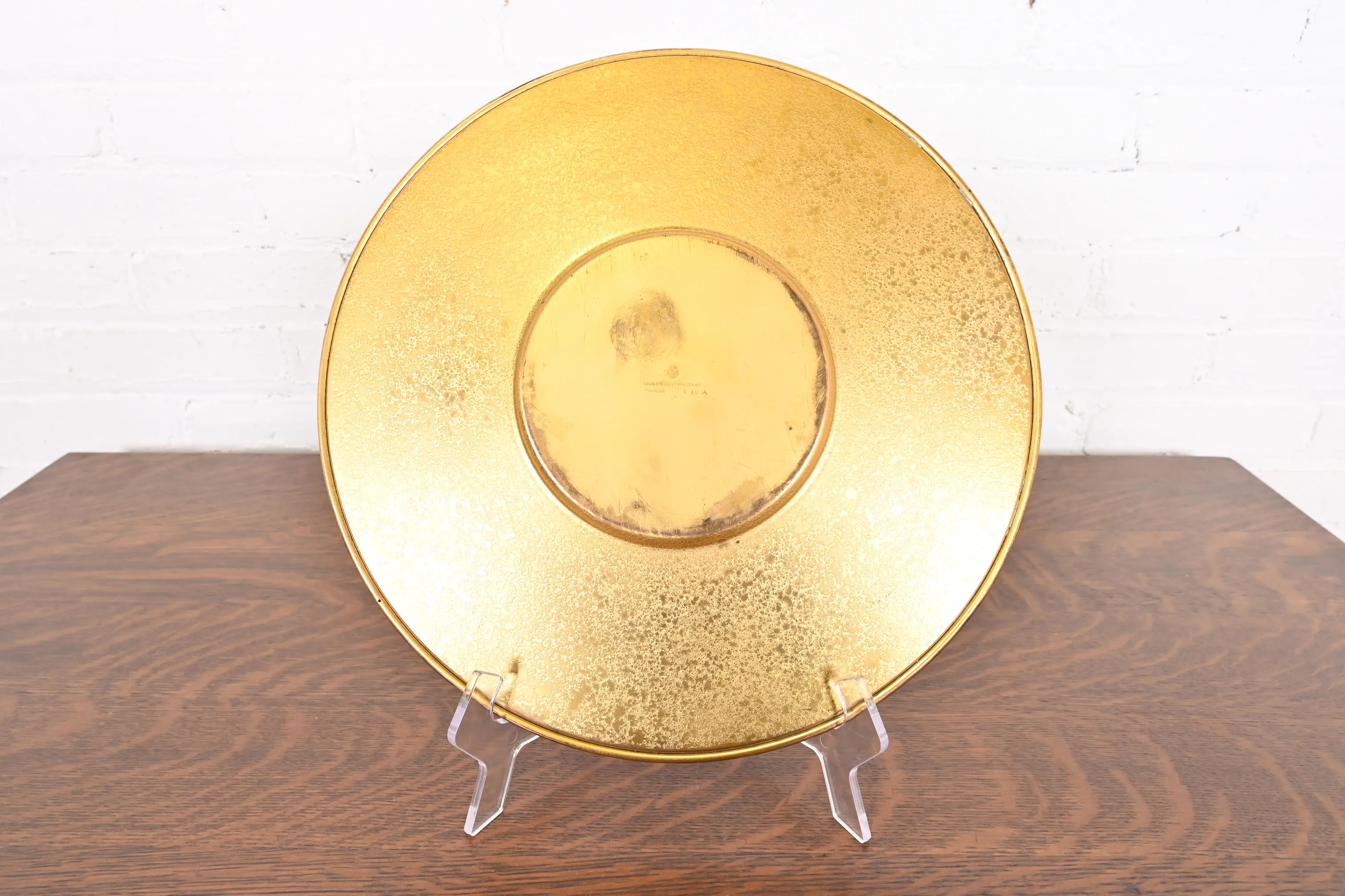 Louis Comfort Tiffany Furnaces Favrile Bronze Doré Charger Plate or Serving Tray - Image 7