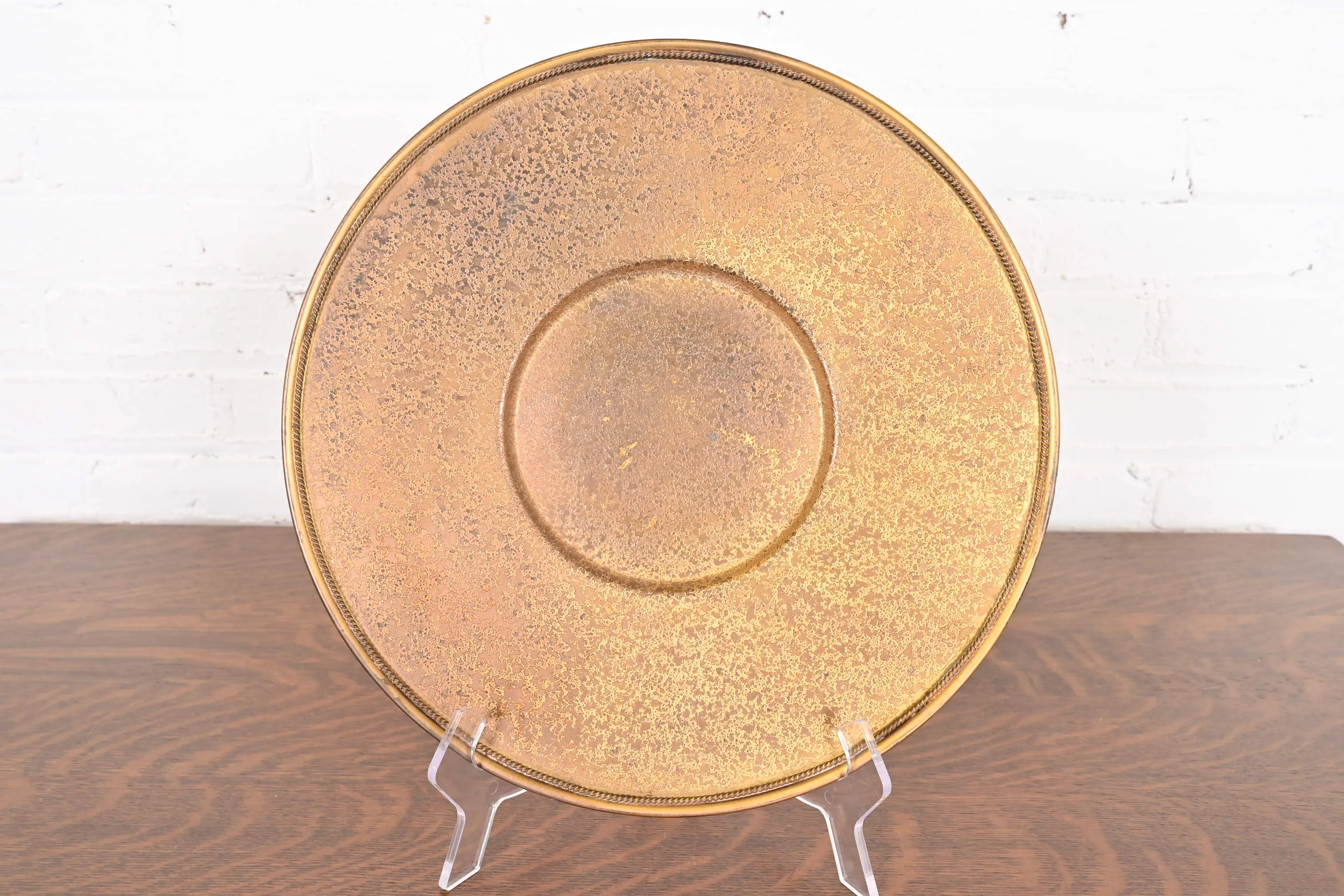 Louis Comfort Tiffany Furnaces Favrile Bronze Doré Charger Plate or Serving Tray