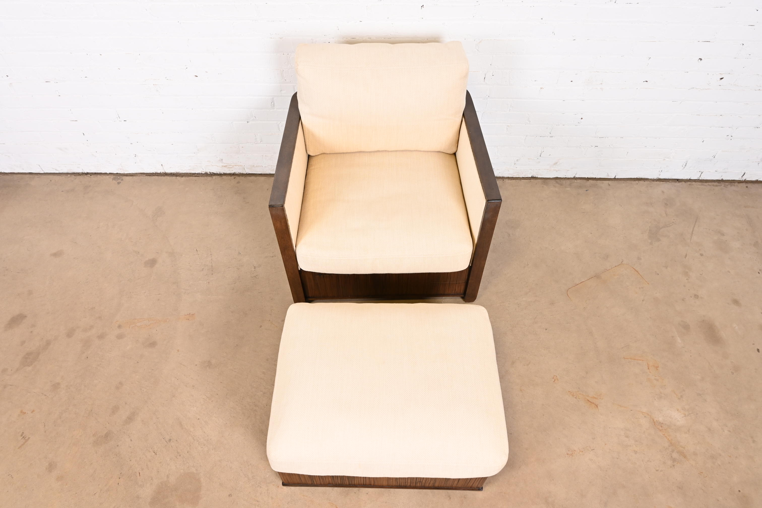 McGuire Organic Modern Bamboo Rattan Lounge Chair With Ottoman - Image 5