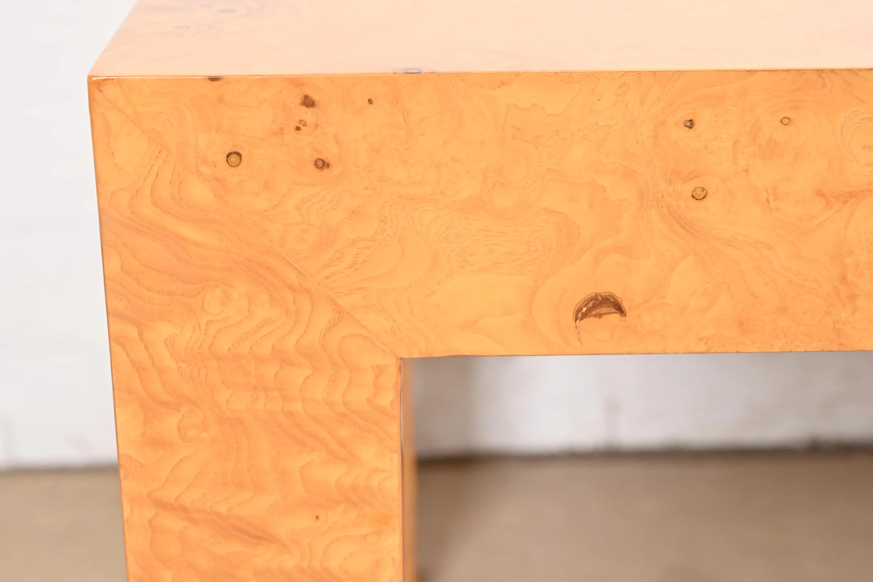 Milo Baughman for Thayer Coggin Mid-Century Modern Burl Wood Parsons Extension Dining Table, Newly Refinished - Image 10