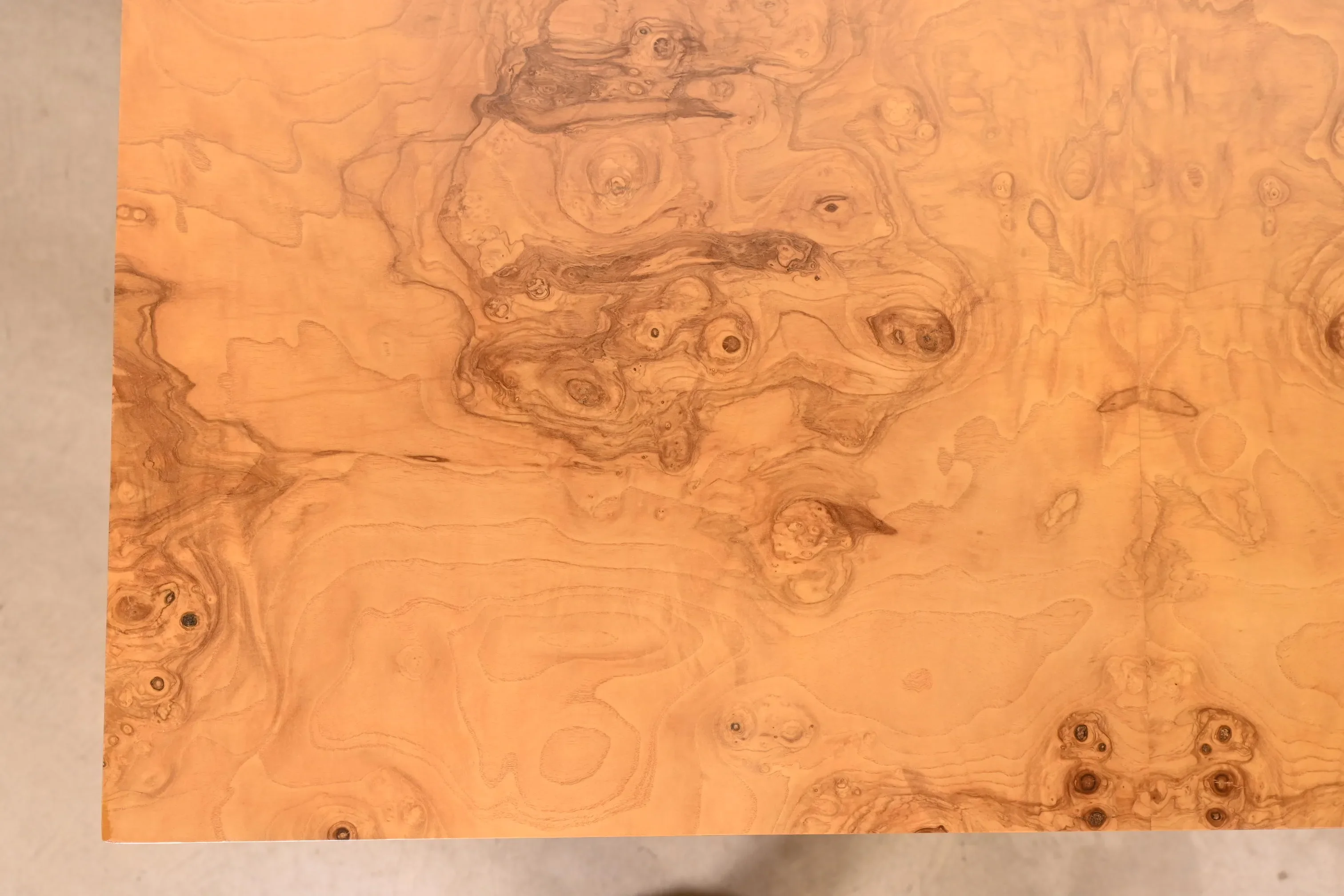 Milo Baughman for Thayer Coggin Mid-Century Modern Burl Wood Parsons Extension Dining Table, Newly Refinished - Image 9
