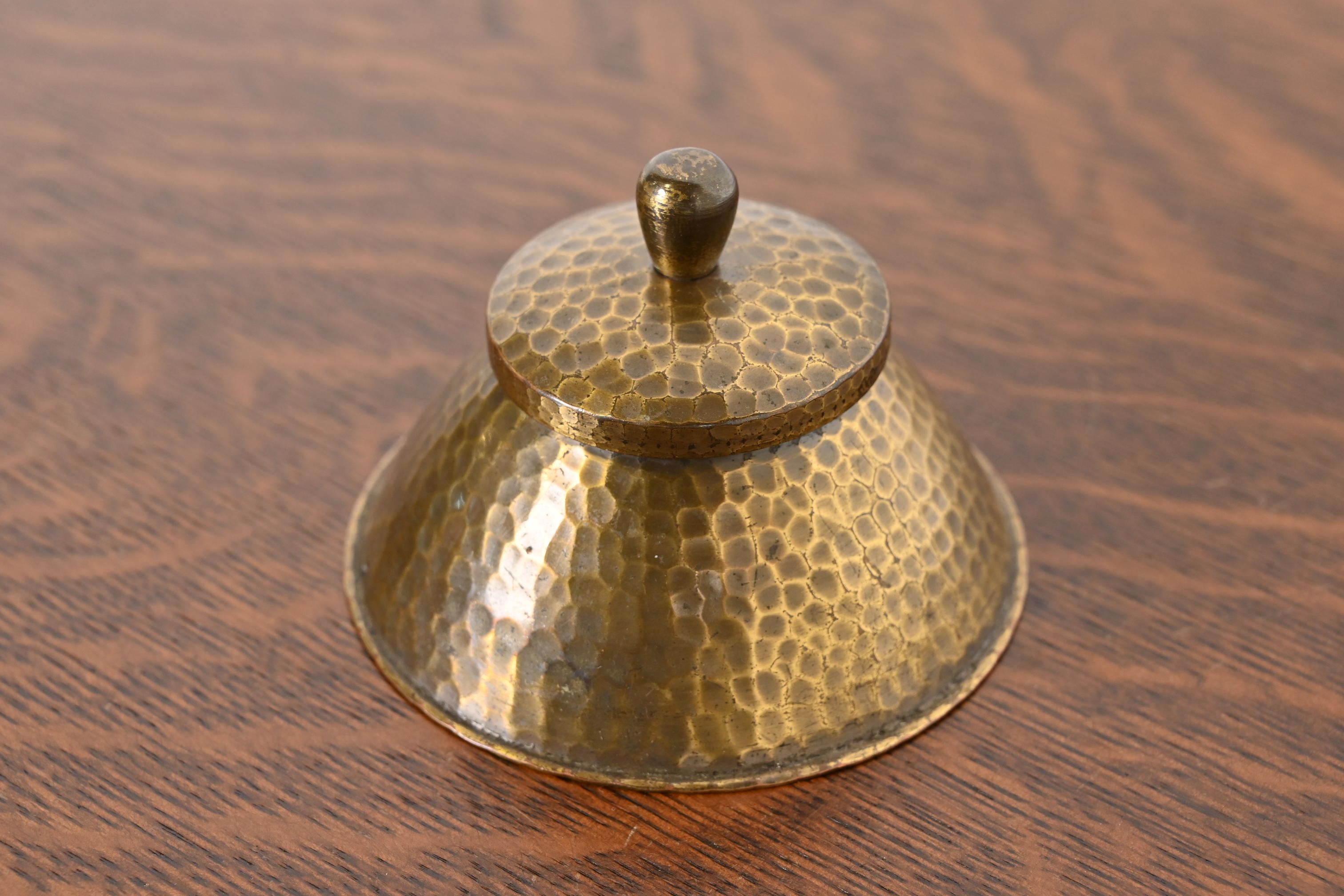 Roycroft Arts & Crafts Hammered Brass Over Copper Inkwell