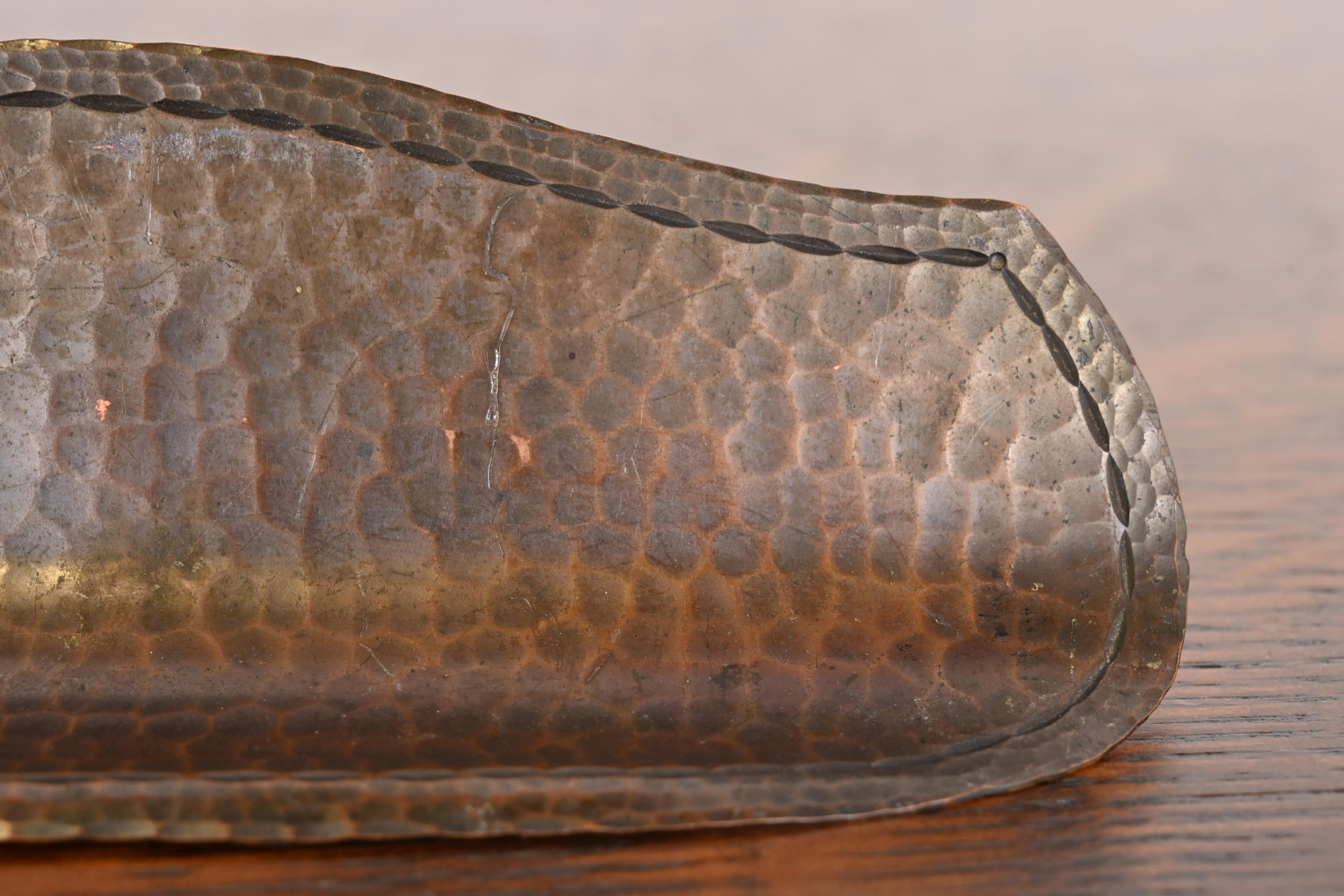 Roycroft Arts & Crafts Hammered Copper Pen Tray - Image 7