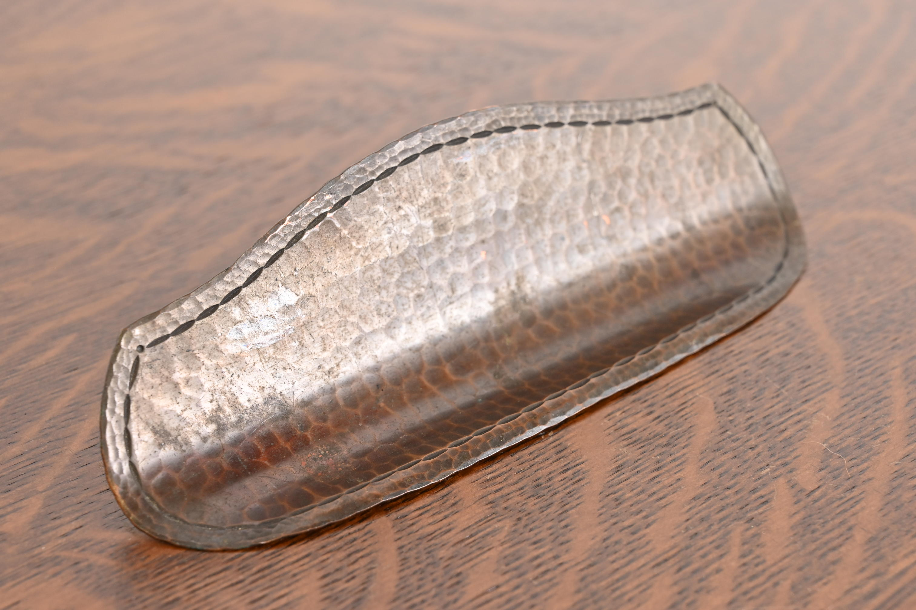 Roycroft Arts & Crafts Hammered Copper Pen Tray - Image 4