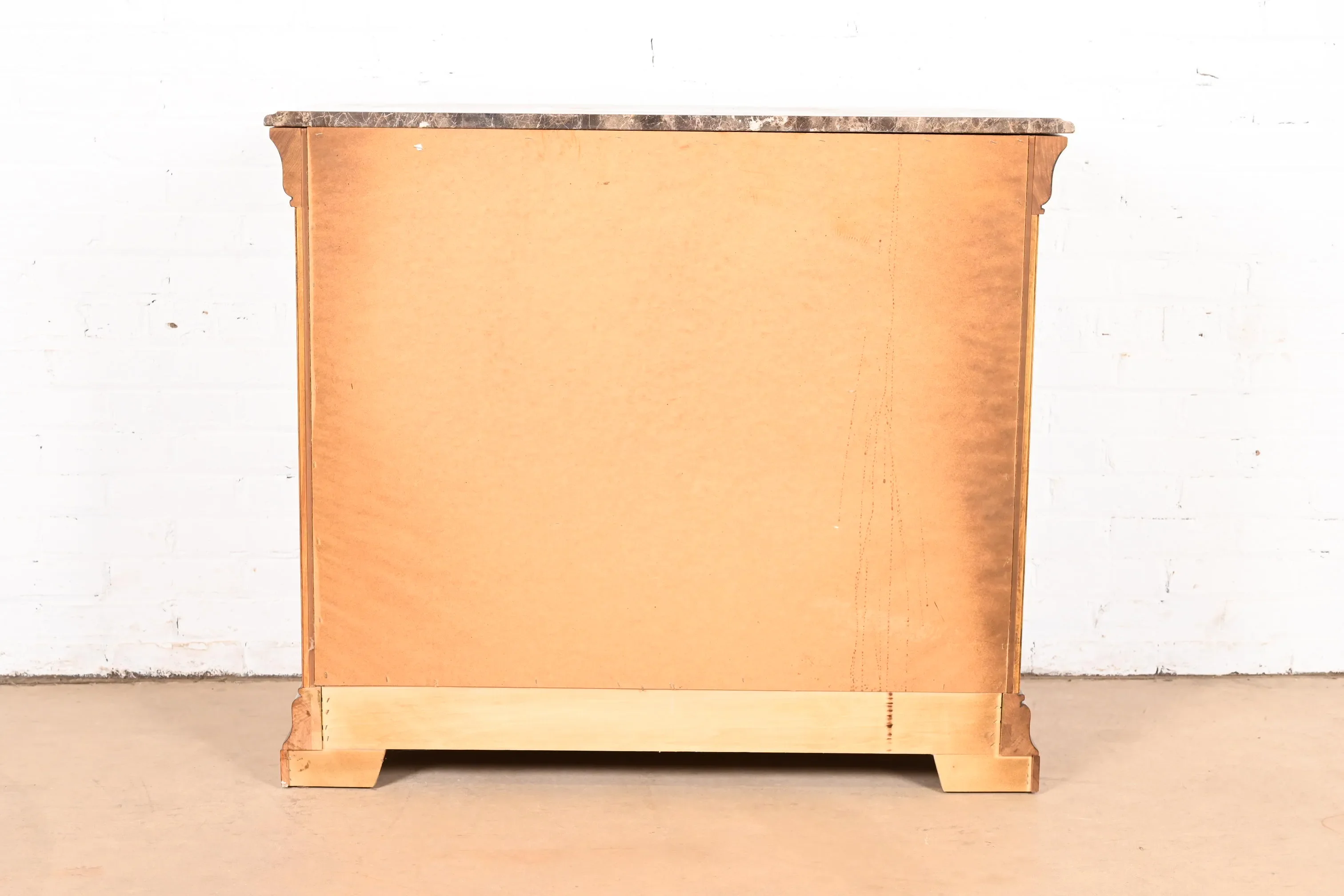 Thomasville French Louis Philippe Burl Wood Marble Top Four-Drawer Dresser Chest - Image 10