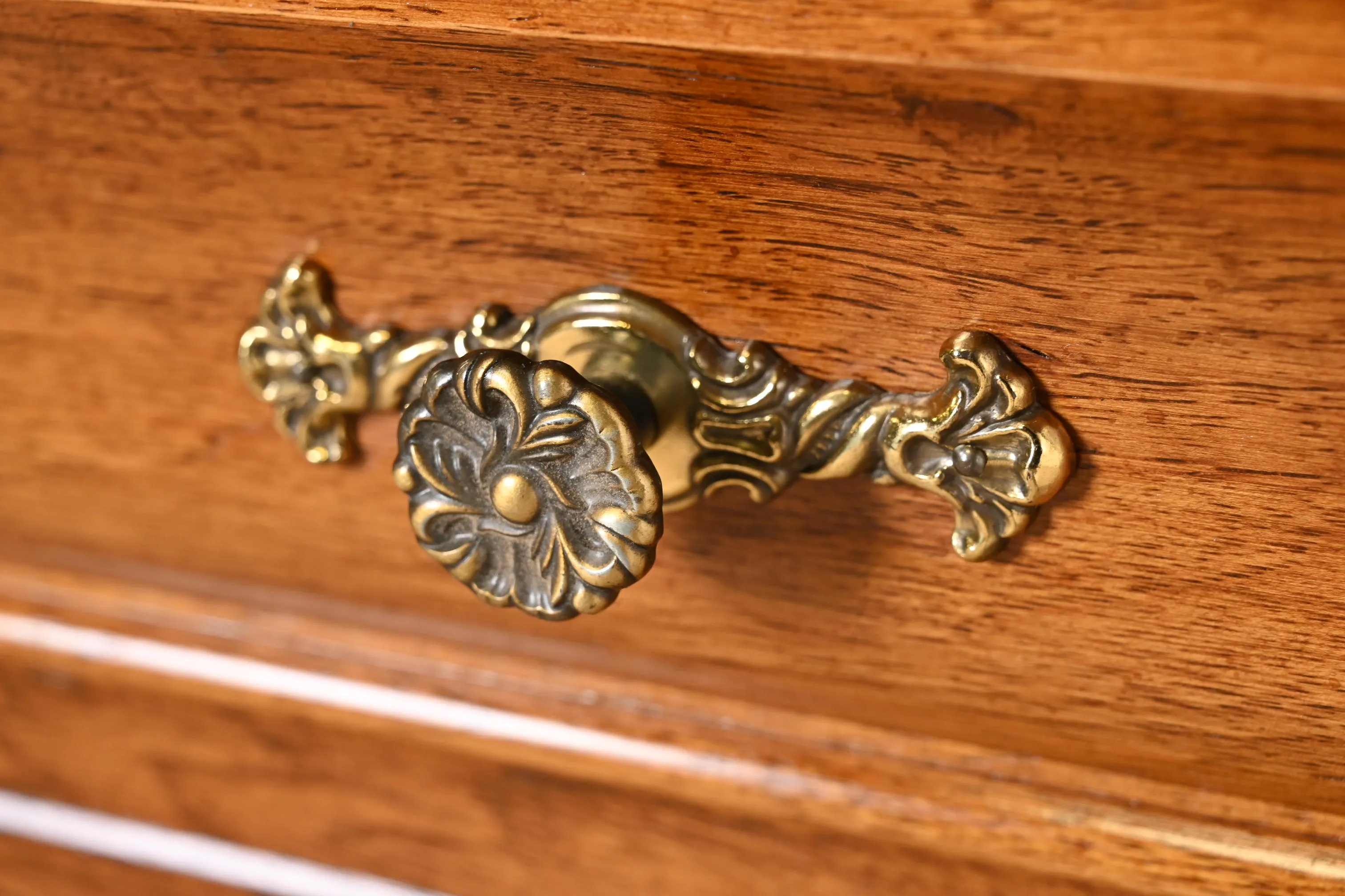 Thomasville French Louis Philippe Burl Wood Marble Top Four-Drawer Dresser Chest - Image 6