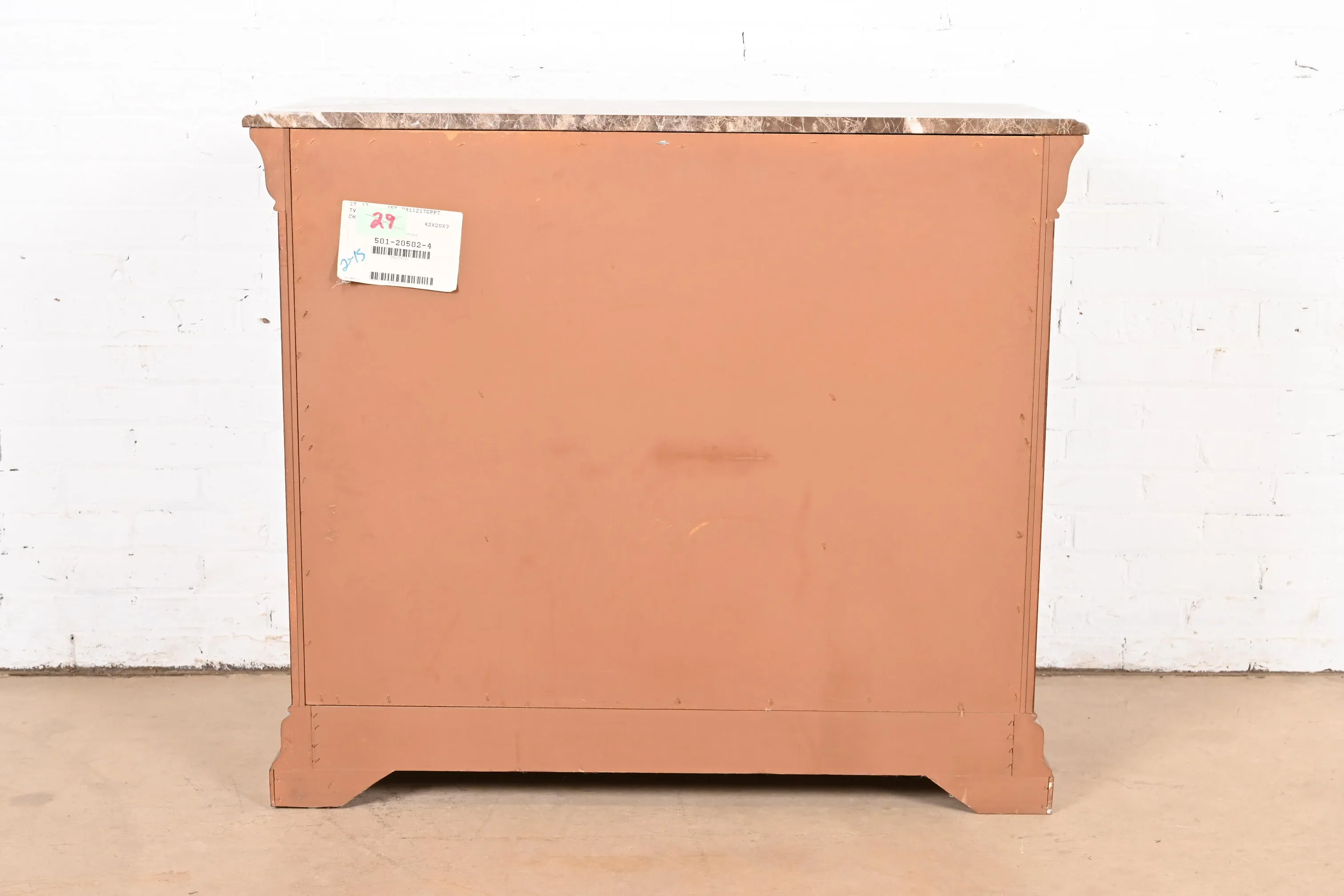 Thomasville French Louis Philippe Burl Wood Marble Top Four-Drawer Dresser Chest - Image 10