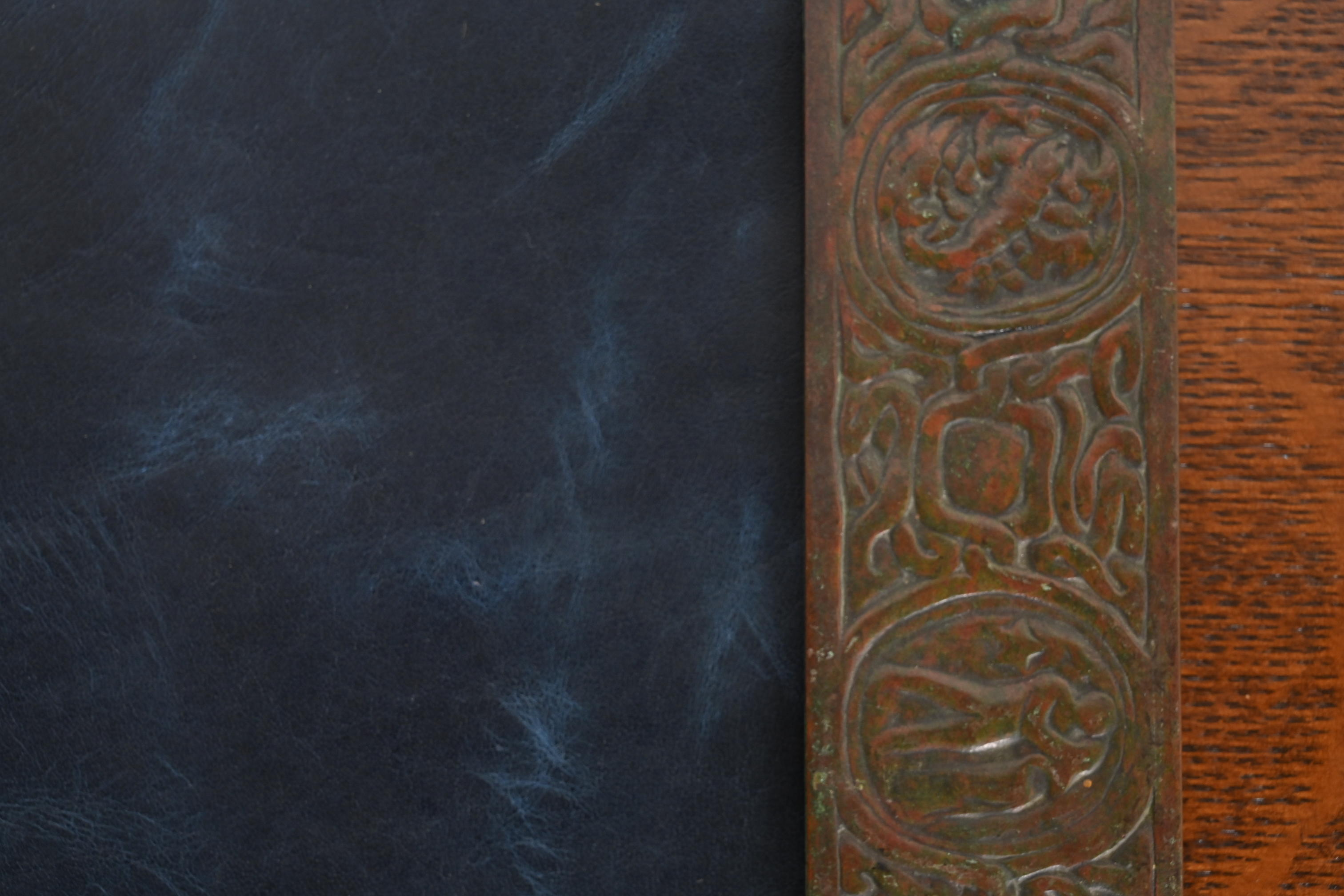 Tiffany Studios New York Zodiac Bronze Blotter Ends With Leather Desk Blotter - Image 7