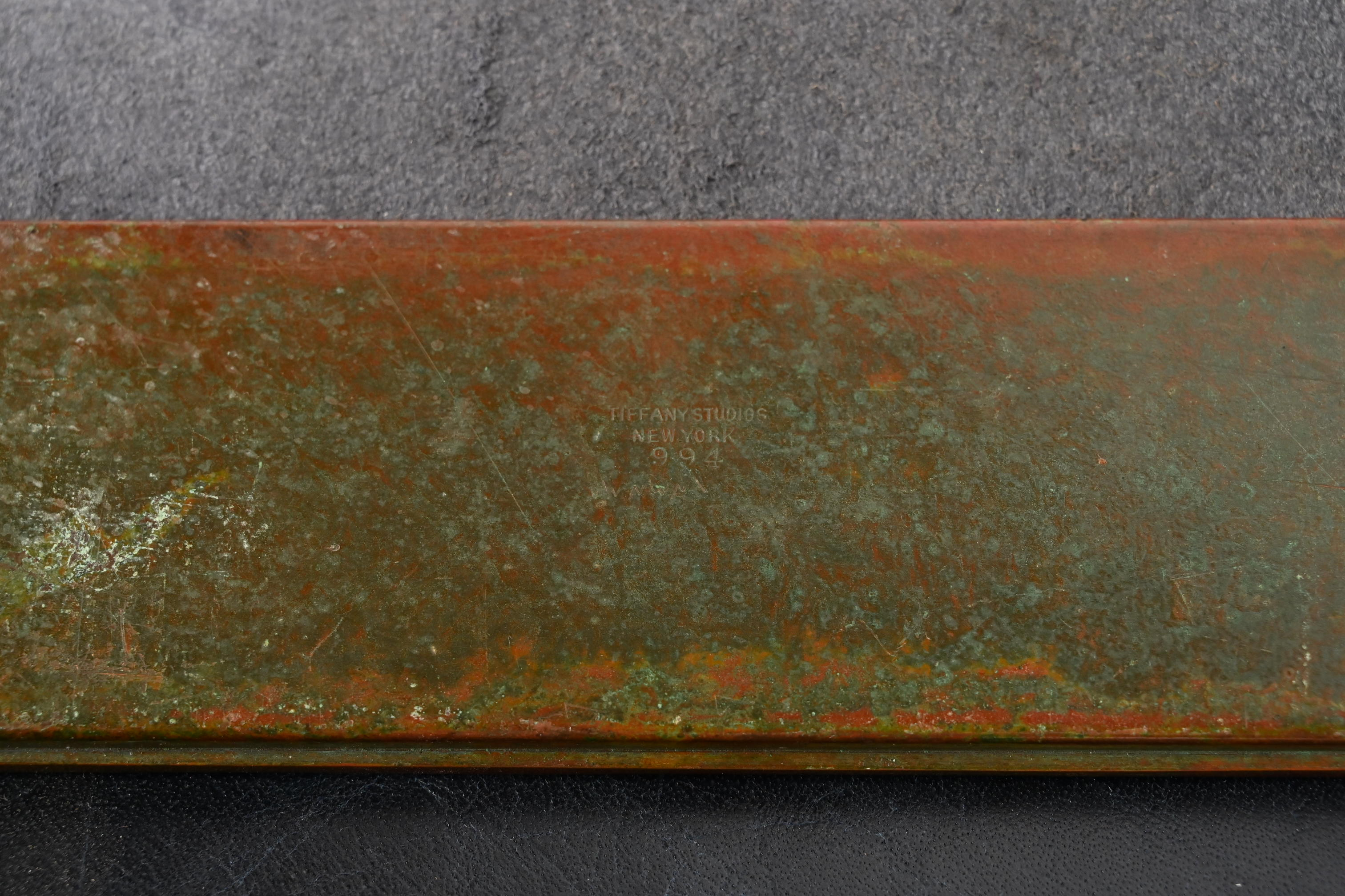 Tiffany Studios New York Zodiac Bronze Blotter Ends With Leather Desk Blotter - Image 9