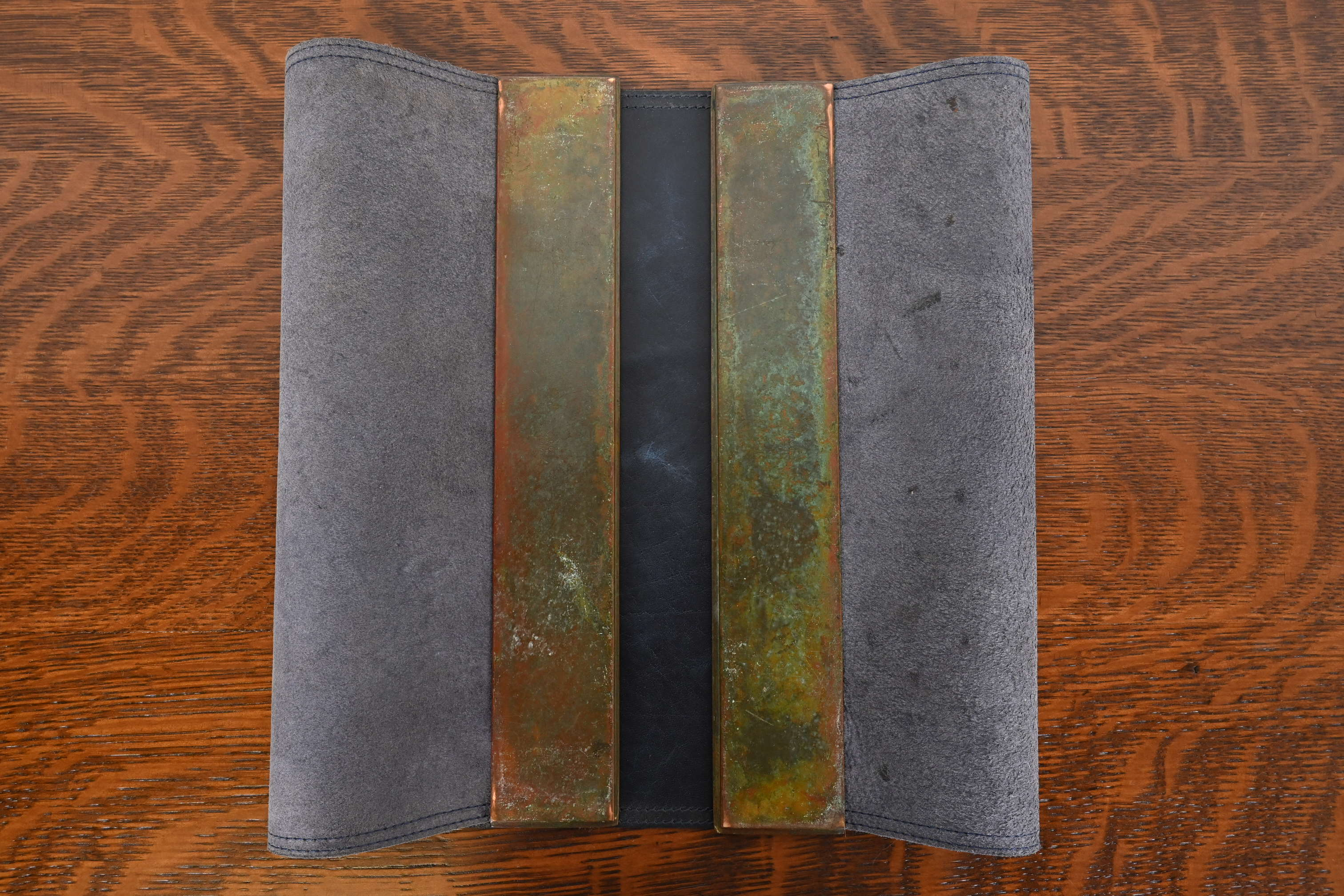 Tiffany Studios New York Zodiac Bronze Blotter Ends With Leather Desk Blotter - Image 8