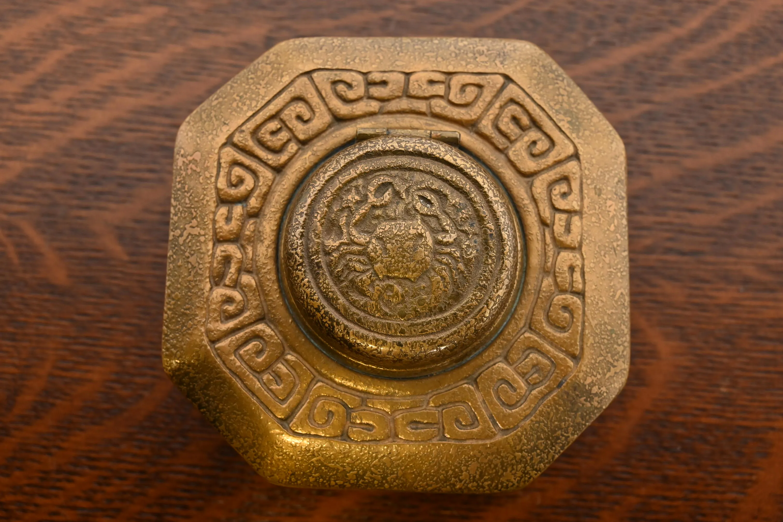 Tiffany Studios New York Zodiac Bronze Doré Inkwell - Image 5