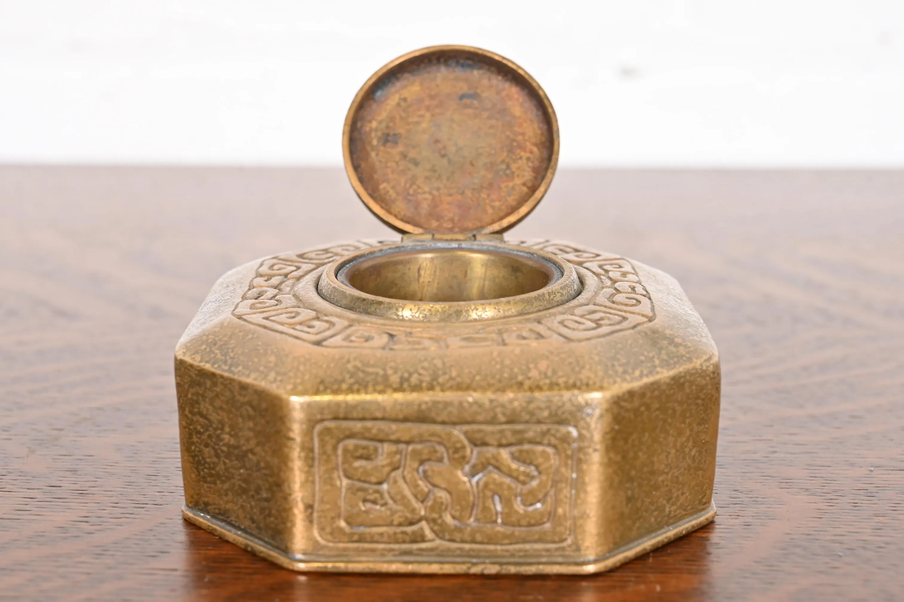 Tiffany Studios New York Zodiac Bronze Doré Inkwell - Image 7