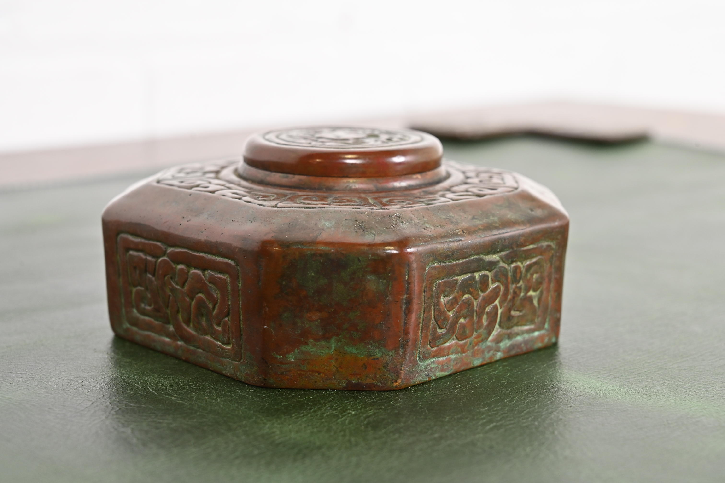 Tiffany Studios New York Zodiac Bronze Inkwell - Image 4