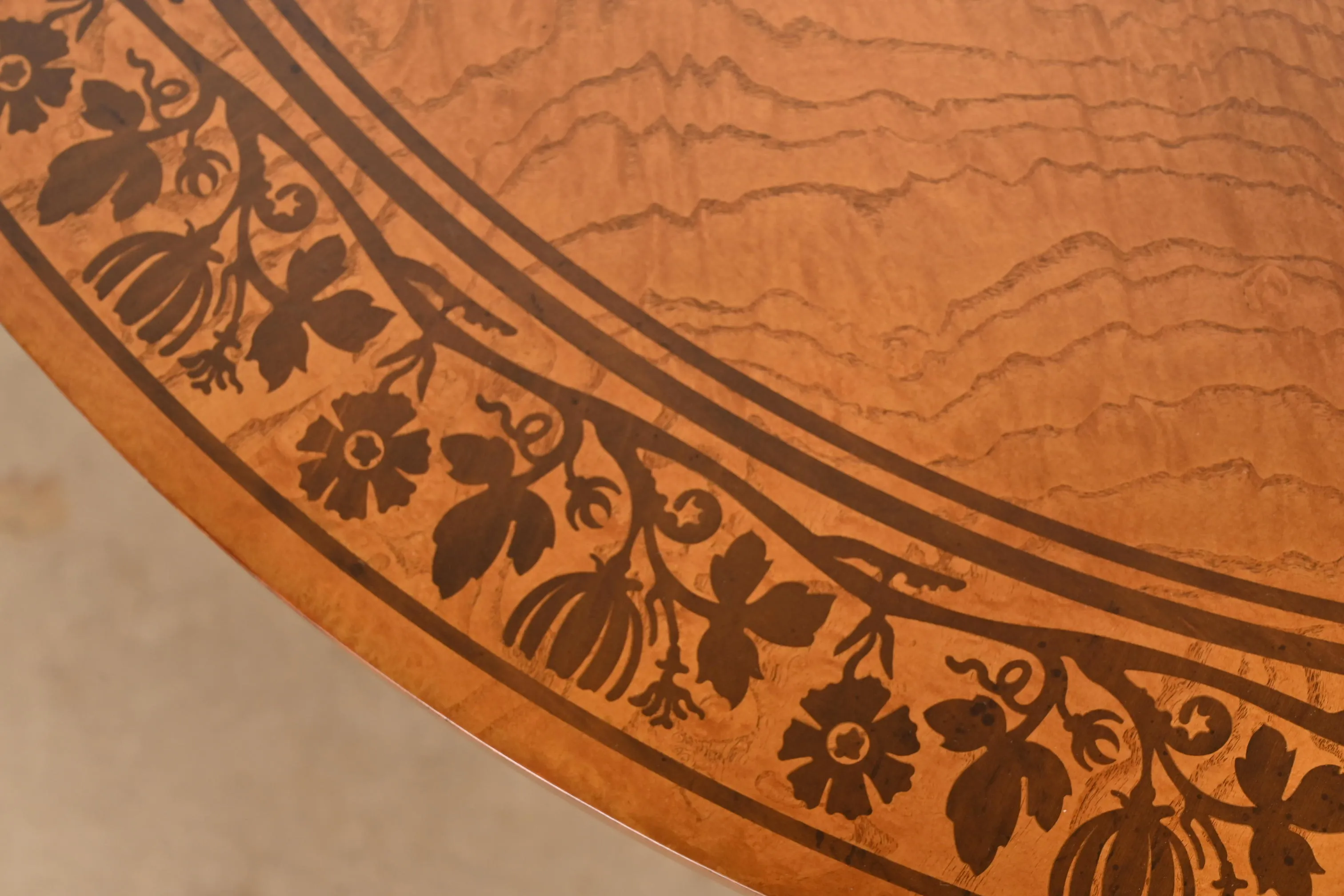 Baker Furniture Stately Homes Collection Burl Wood and Parcel Ebonized Regency Center Table, Restored - Image 6