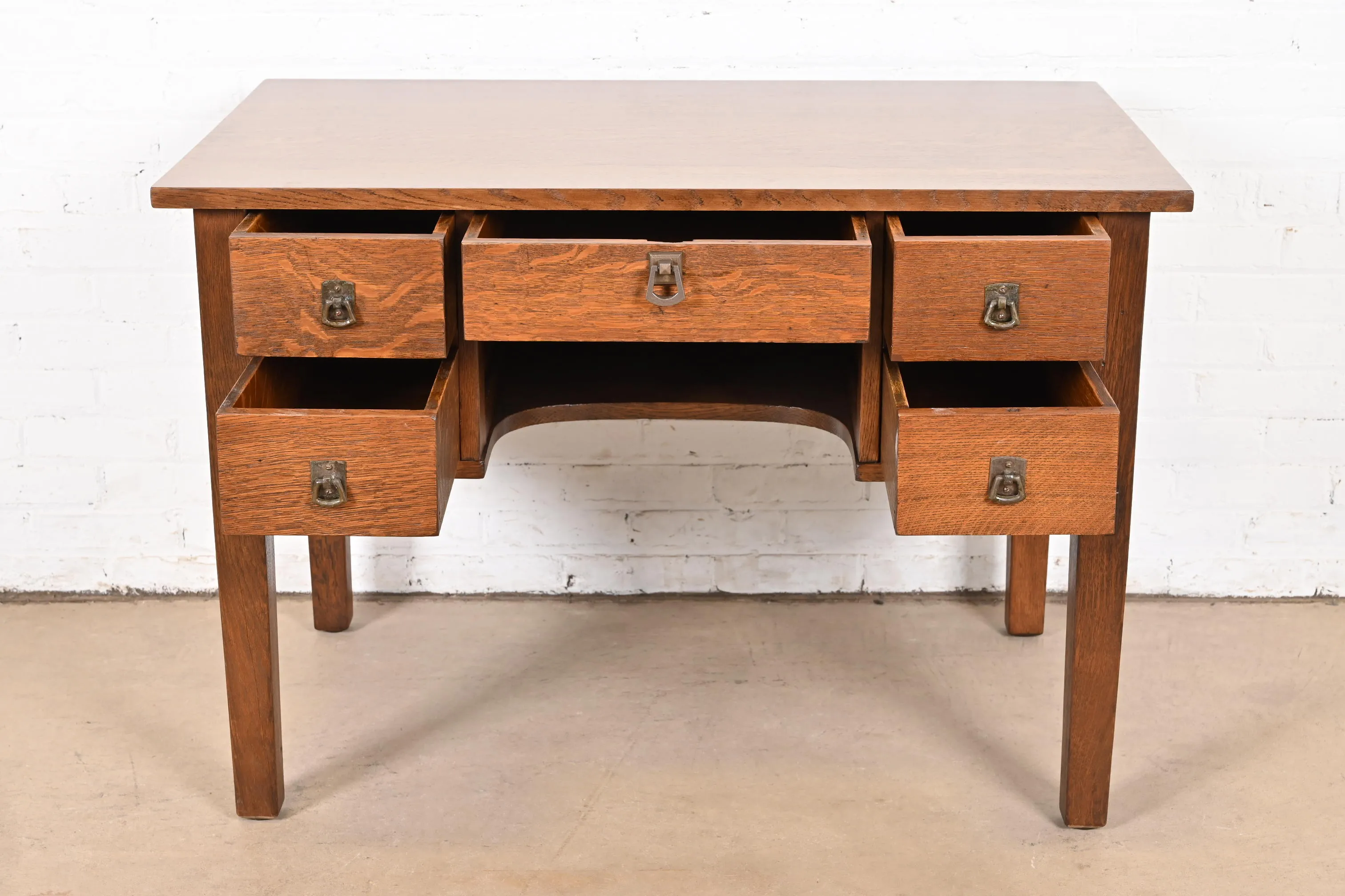 L. & J. G. Stickley Antique Mission Oak Arts & Crafts Desk, Newly Refinished - Image 5