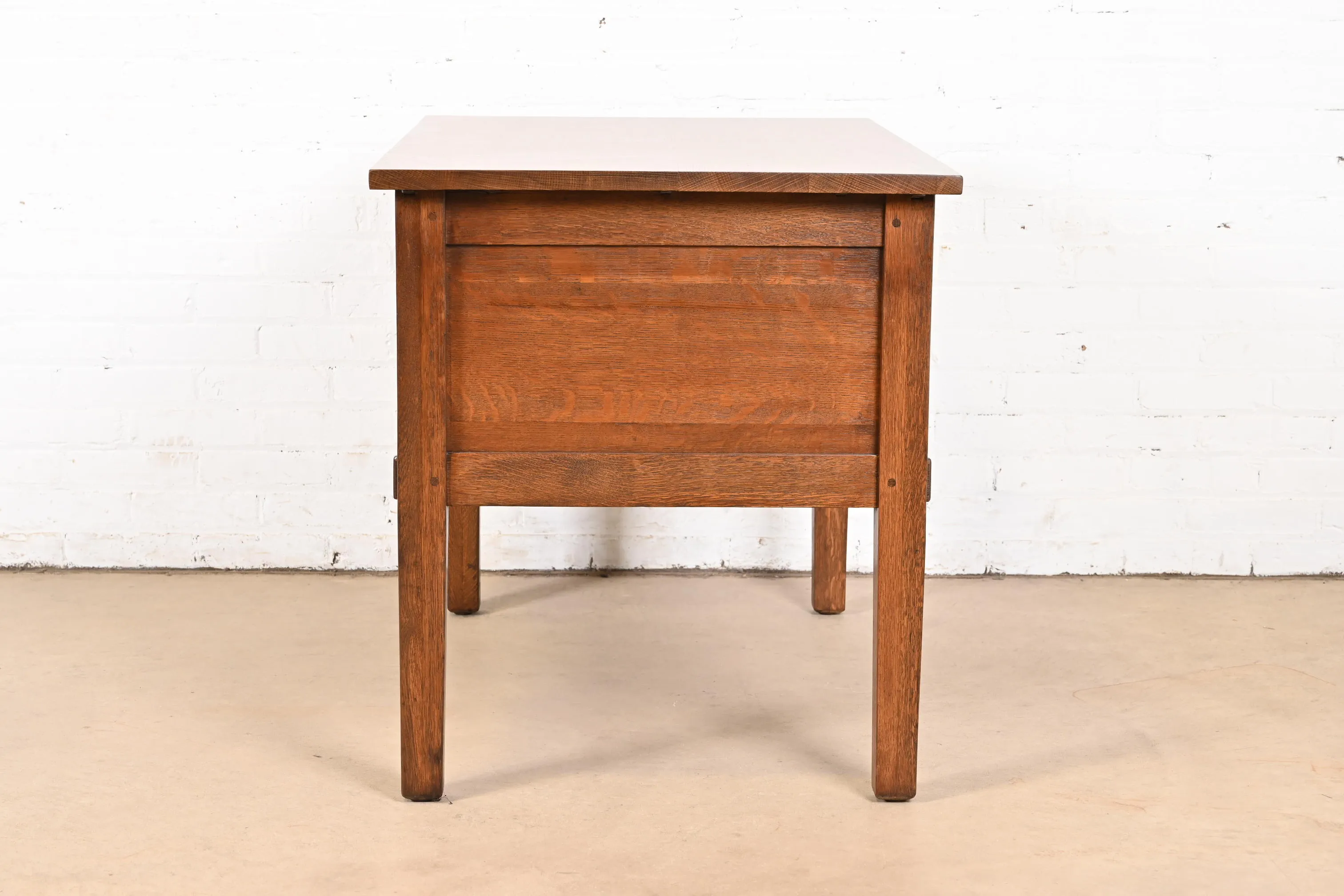 L. & J. G. Stickley Antique Mission Oak Arts & Crafts Desk, Newly Refinished - Image 10