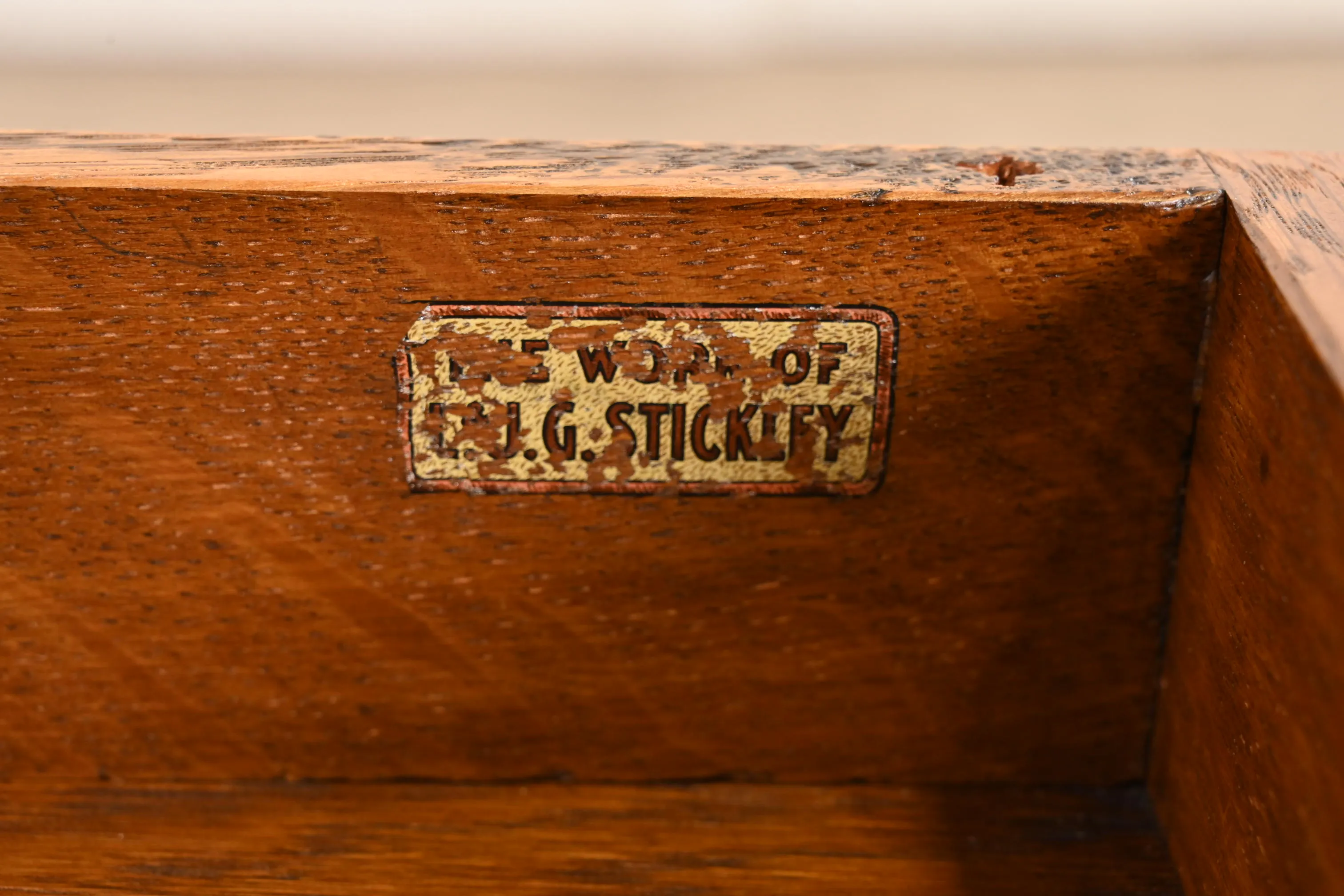 L. & J. G. Stickley Antique Mission Oak Arts & Crafts Desk, Newly Refinished - Image 8