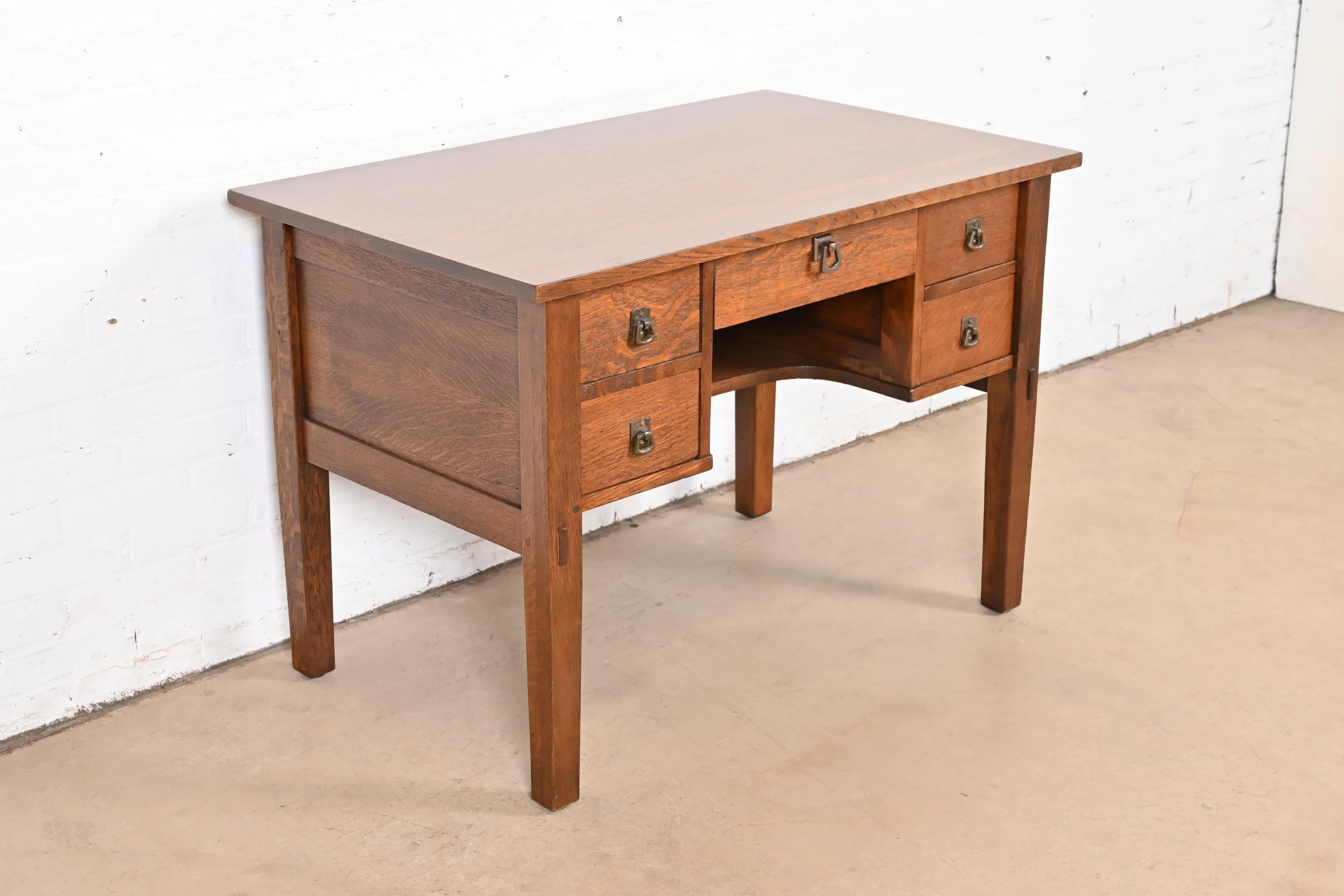 L. & J. G. Stickley Antique Mission Oak Arts & Crafts Desk, Newly Refinished - Image 2