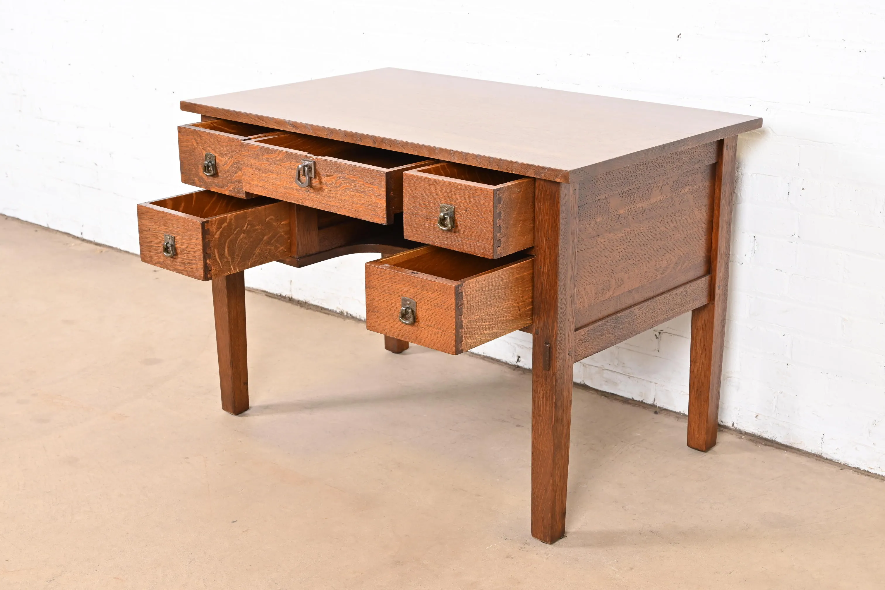 L. & J. G. Stickley Antique Mission Oak Arts & Crafts Desk, Newly Refinished - Image 6