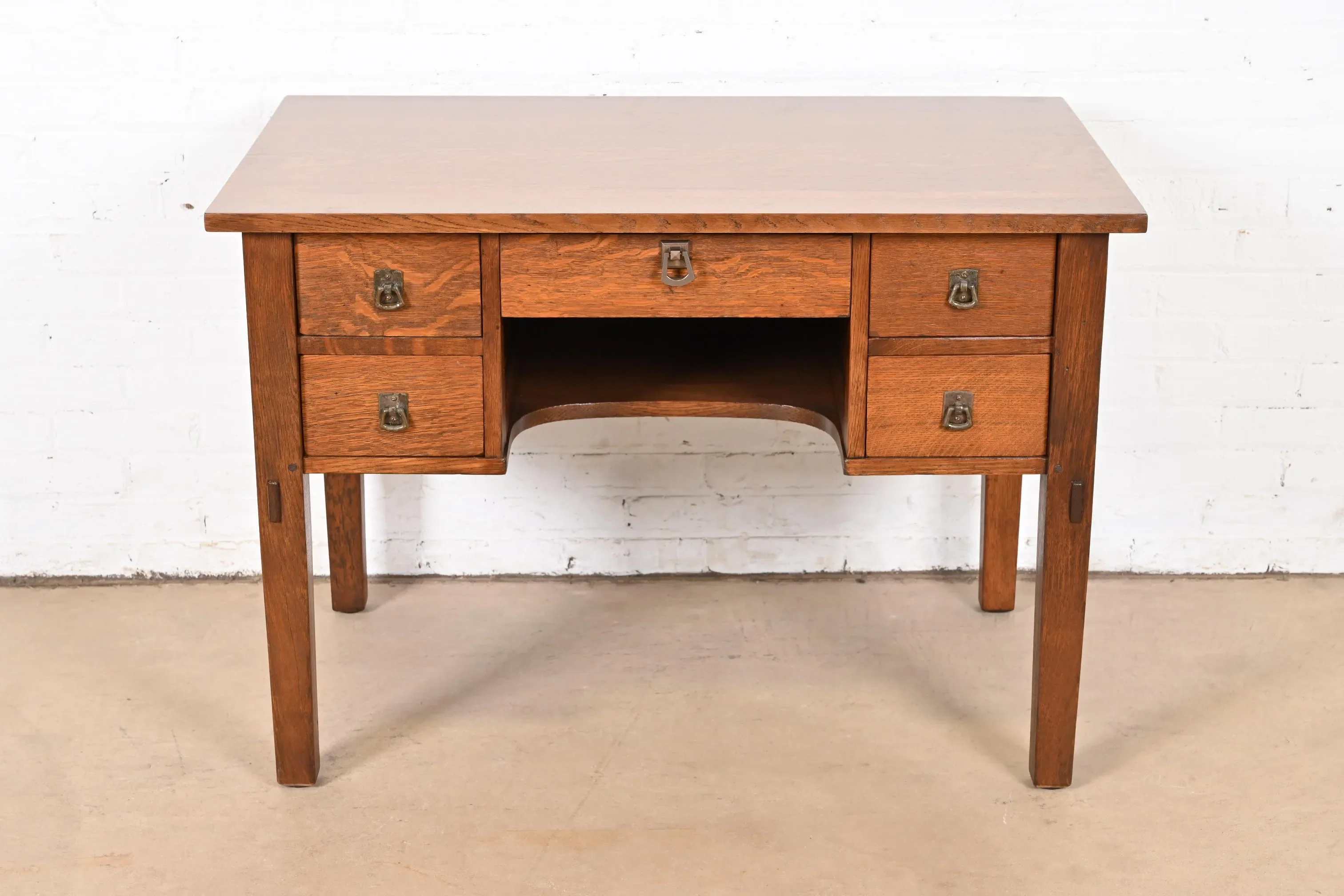 L. & J. G. Stickley Antique Mission Oak Arts & Crafts Desk, Newly Refinished - Image 4