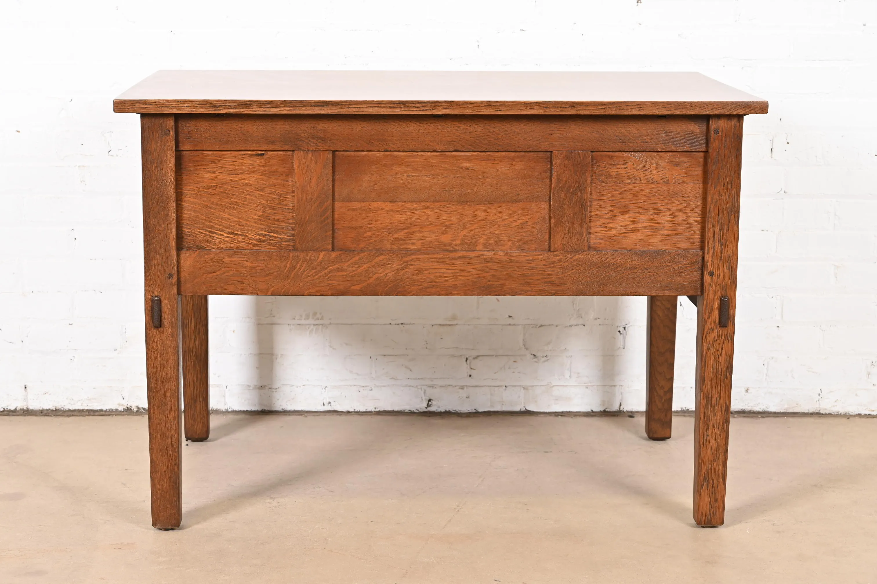 L. & J. G. Stickley Antique Mission Oak Arts & Crafts Desk, Newly Refinished - Image 11