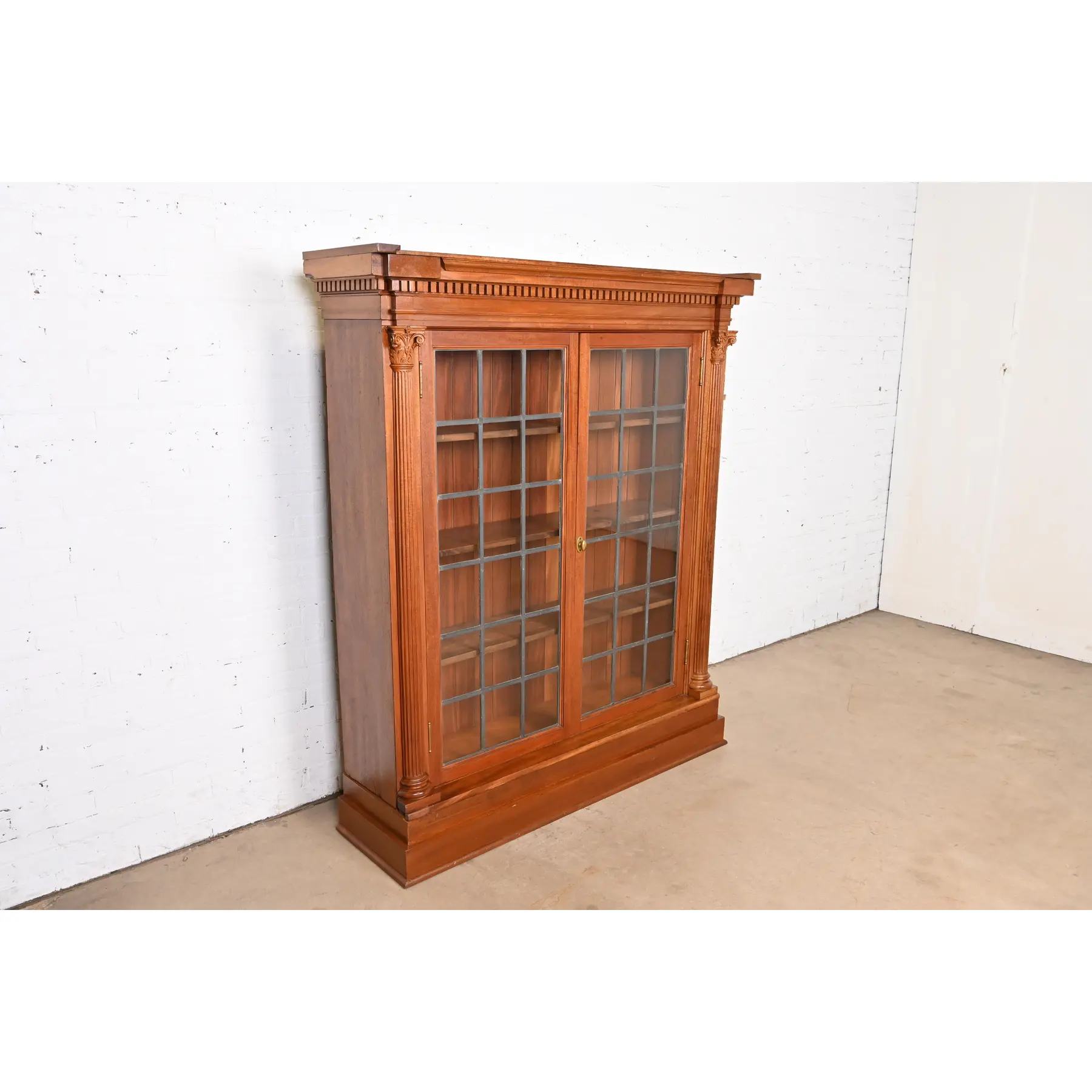 R. J. Horner Style Antique American Empire Carved Mahogany Bookcase Cabinet, Circa 1890s - Image 4