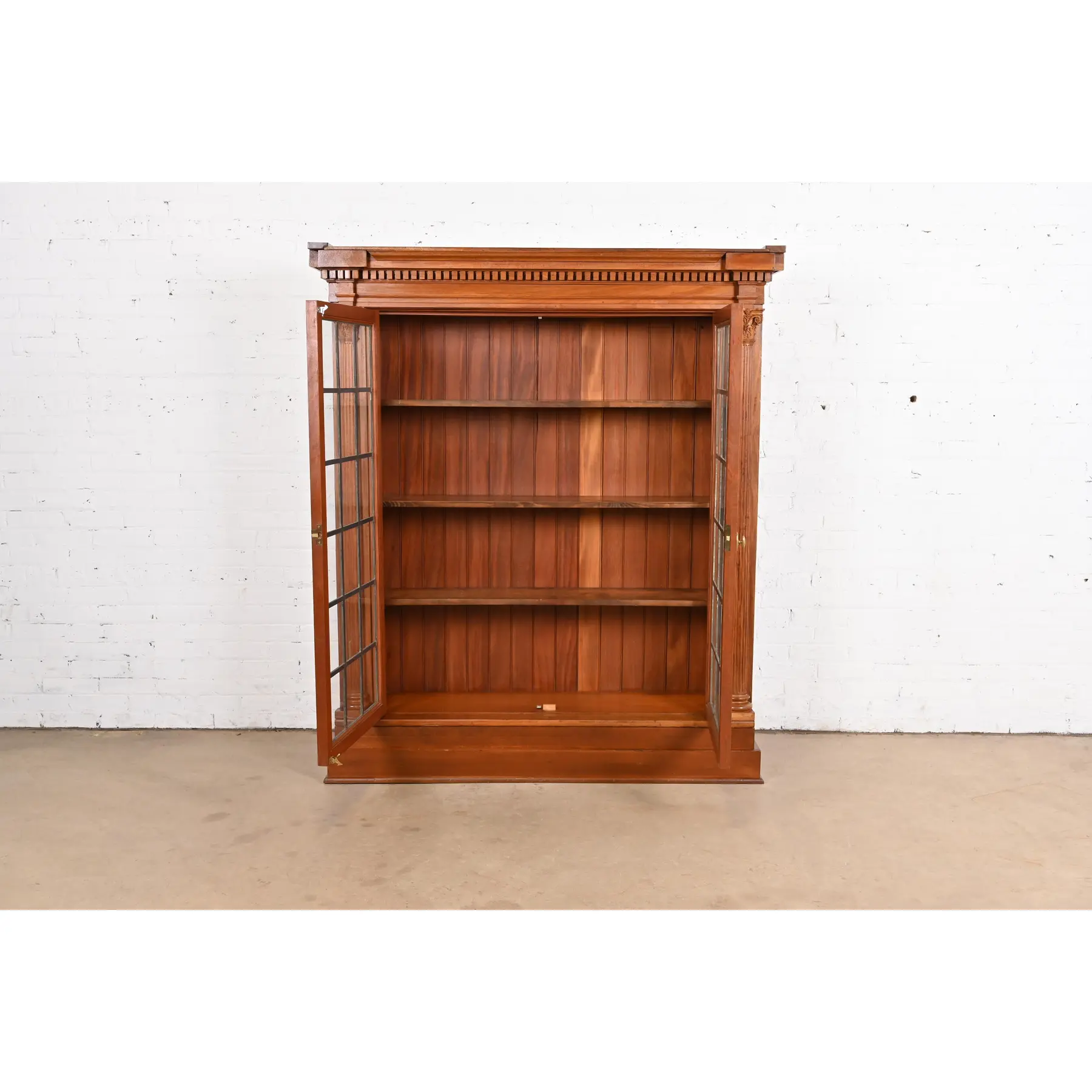 R. J. Horner Style Antique American Empire Carved Mahogany Bookcase Cabinet, Circa 1890s - Image 5