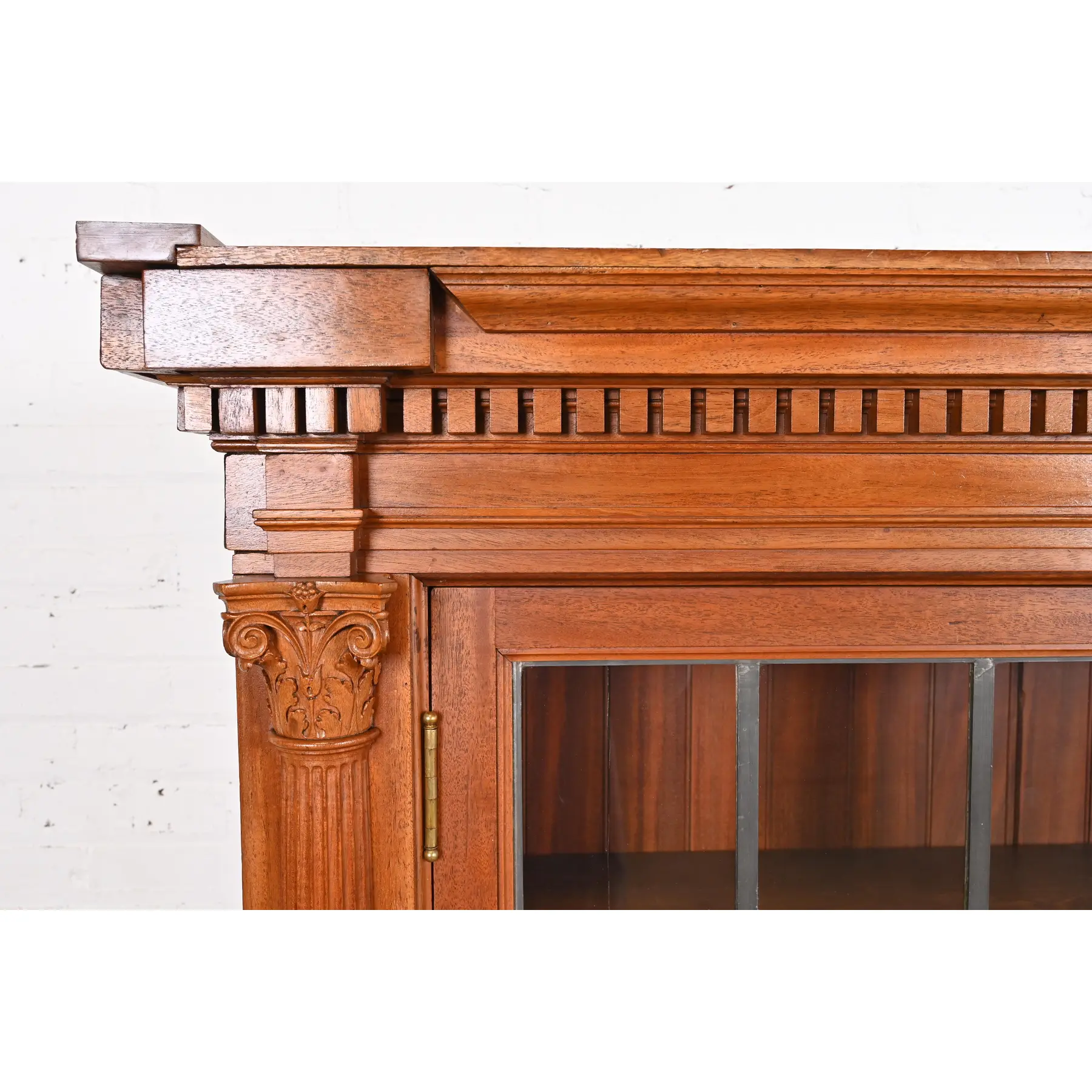 R. J. Horner Style Antique American Empire Carved Mahogany Bookcase Cabinet, Circa 1890s - Image 6
