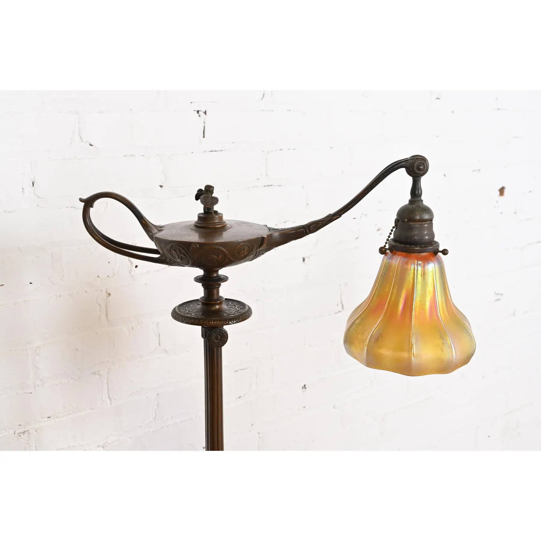 Tiffany Studios New York Aladdin Bronze and Favrile Glass Floor Lamp - Image 3