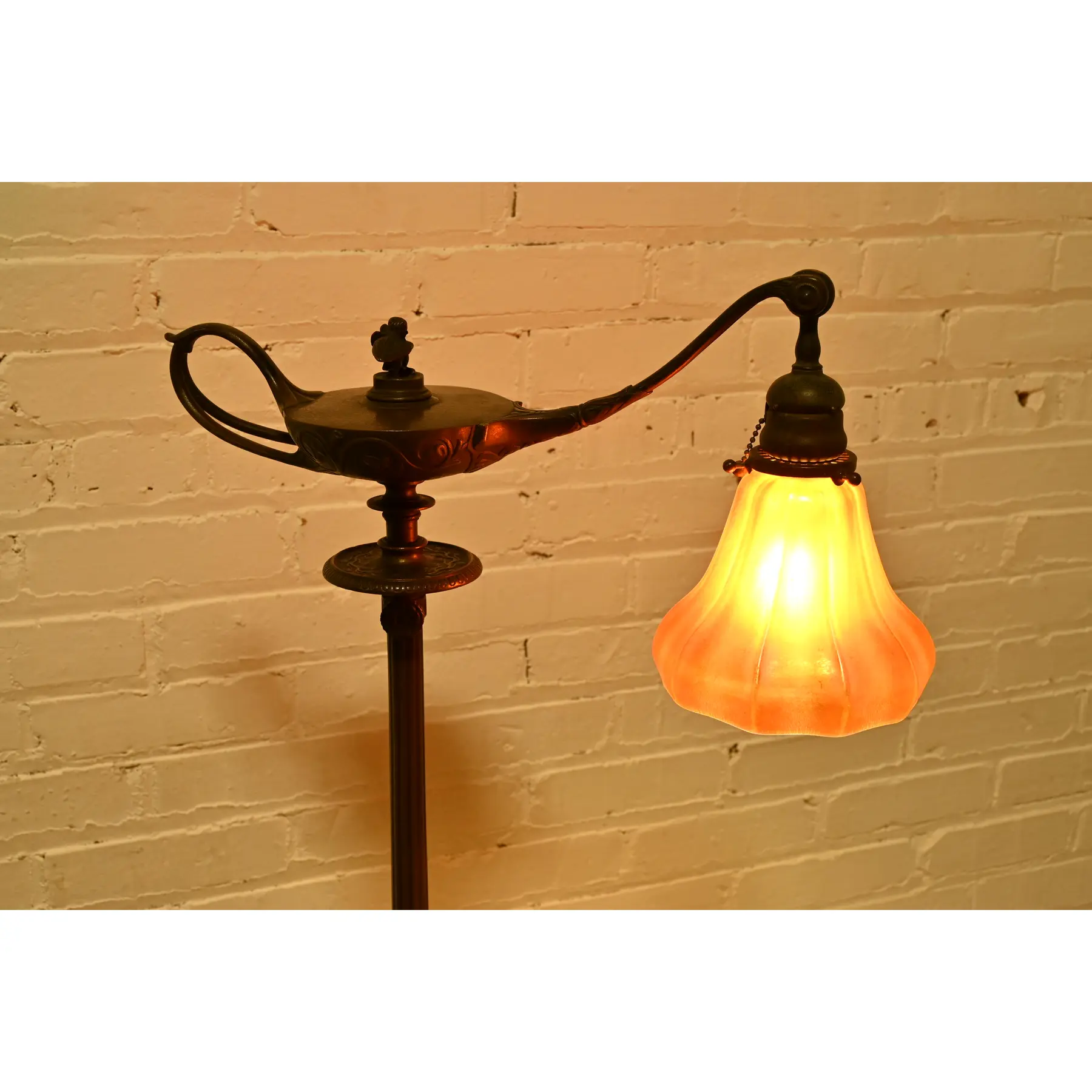 Tiffany Studios New York Aladdin Bronze and Favrile Glass Floor Lamp - Image 8