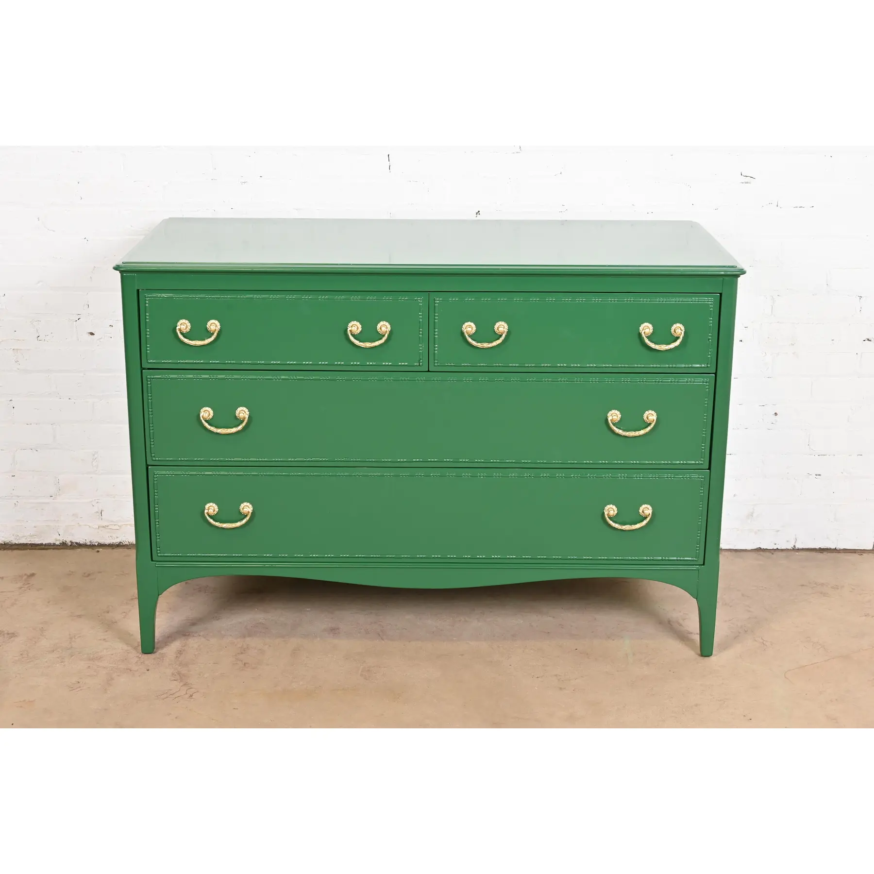 Widdicomb Antique French Regency Louis XVI Green Lacquered Dresser Chest, Newly Refinished - Image 2