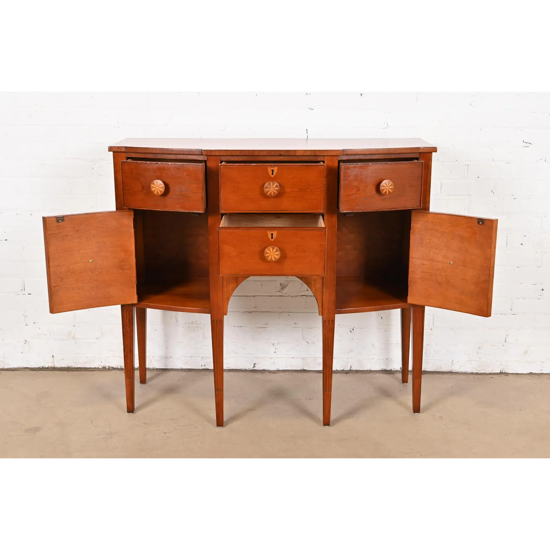 Baker Furniture Federal Inlaid Cherry Wood Sideboard Credenza - Image 5