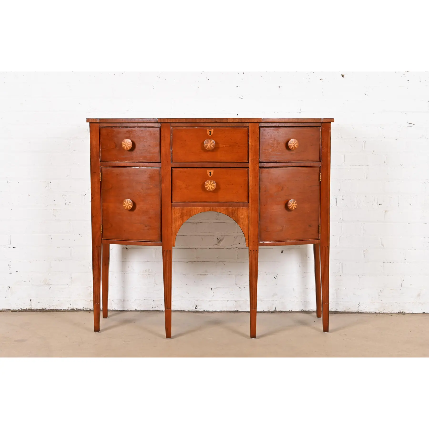 Baker Furniture Federal Inlaid Cherry Wood Sideboard Credenza