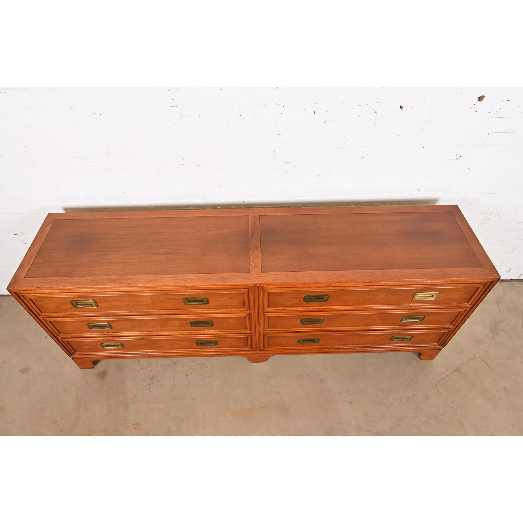 Baker Furniture Hollywood Regency Campaign Walnut Dresser or Credenza - Image 9