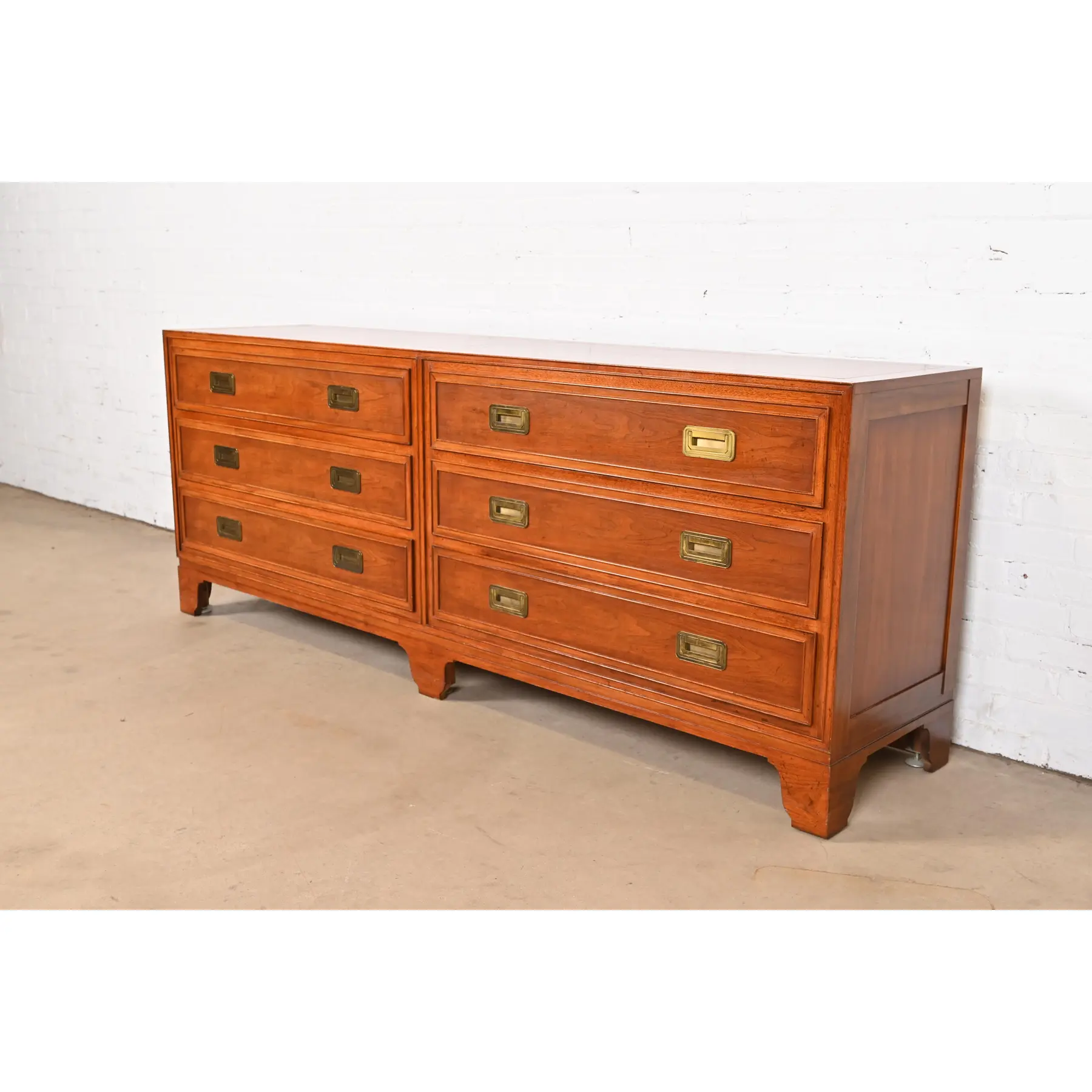 Baker Furniture Hollywood Regency Campaign Walnut Dresser or Credenza - Image 3