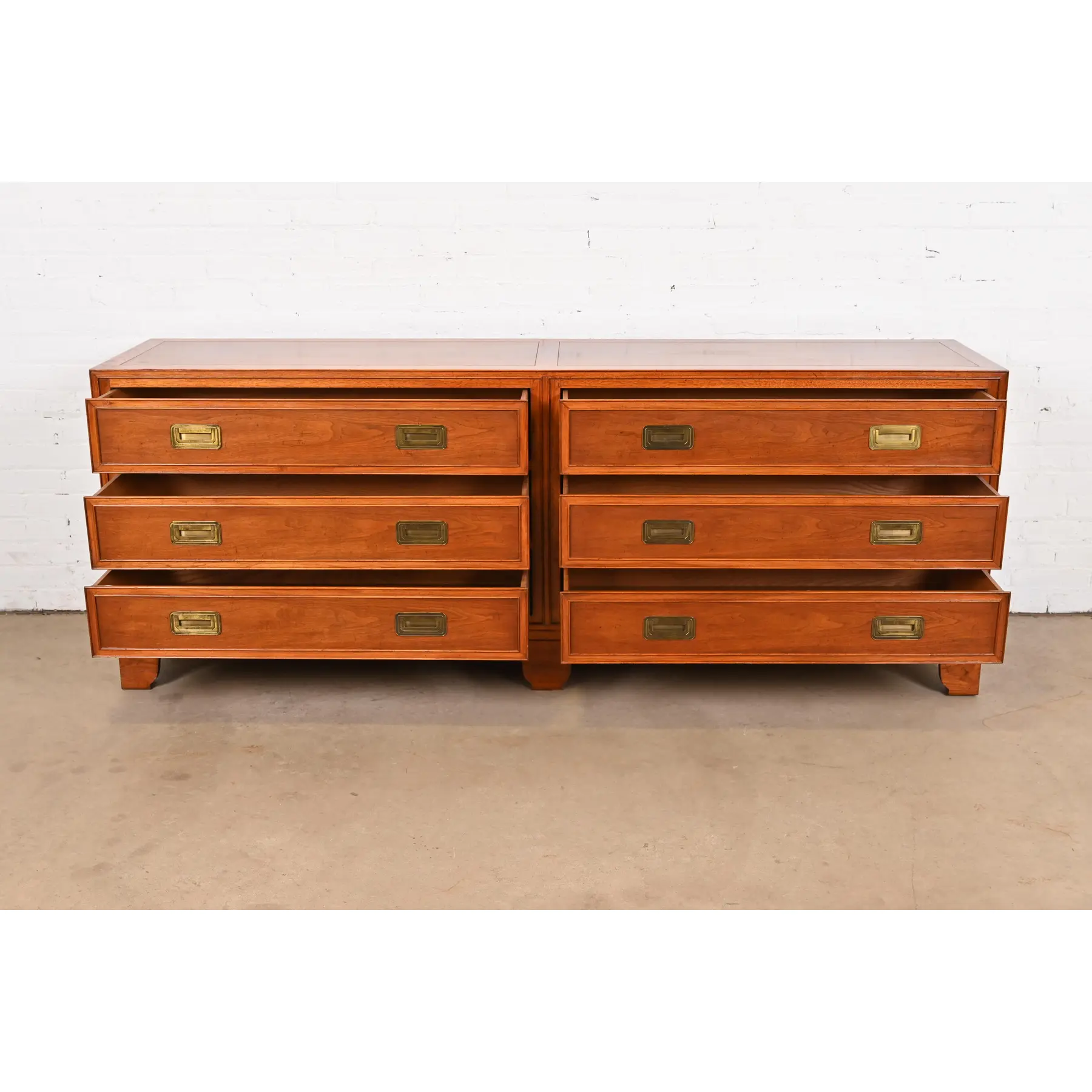 Baker Furniture Hollywood Regency Campaign Walnut Dresser or Credenza - Image 5