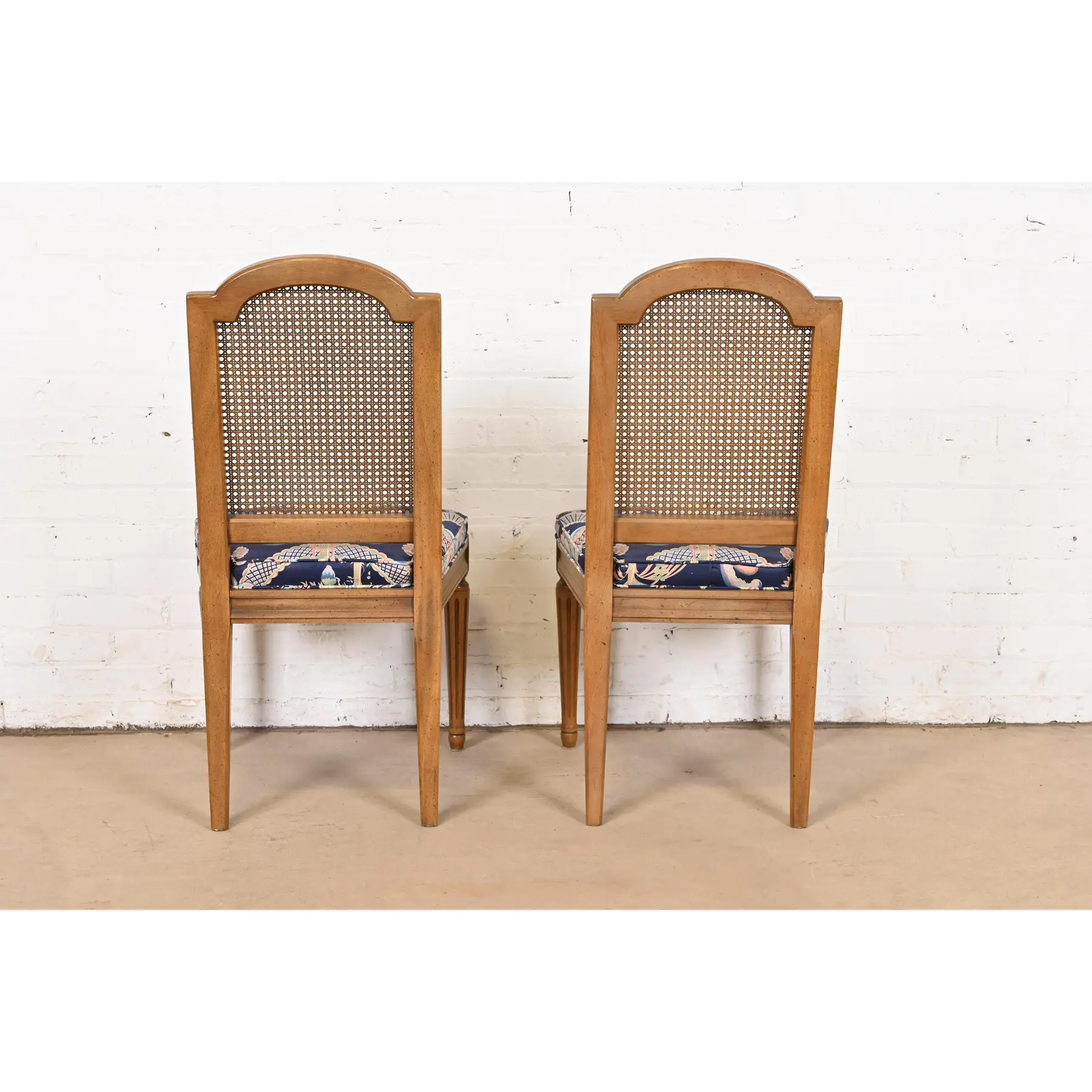 Henredon French Regency Louis XVI Carved Walnut Cane Back Dining Chairs or Side Chairs, Pair - Image 8