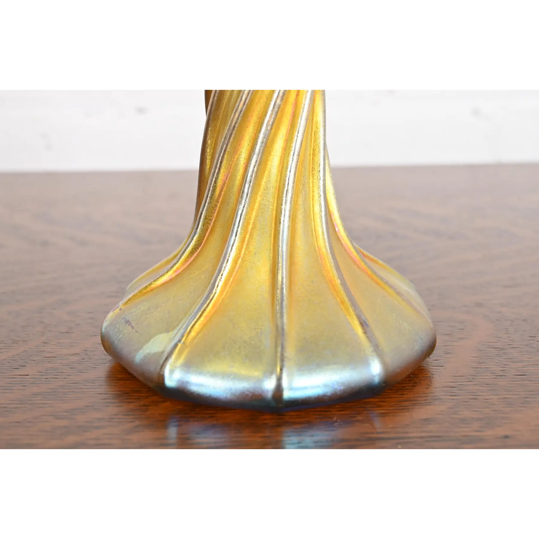 Louis Comfort Tiffany Favrile Iridescent Art Glass Candle Lamp - Image 9