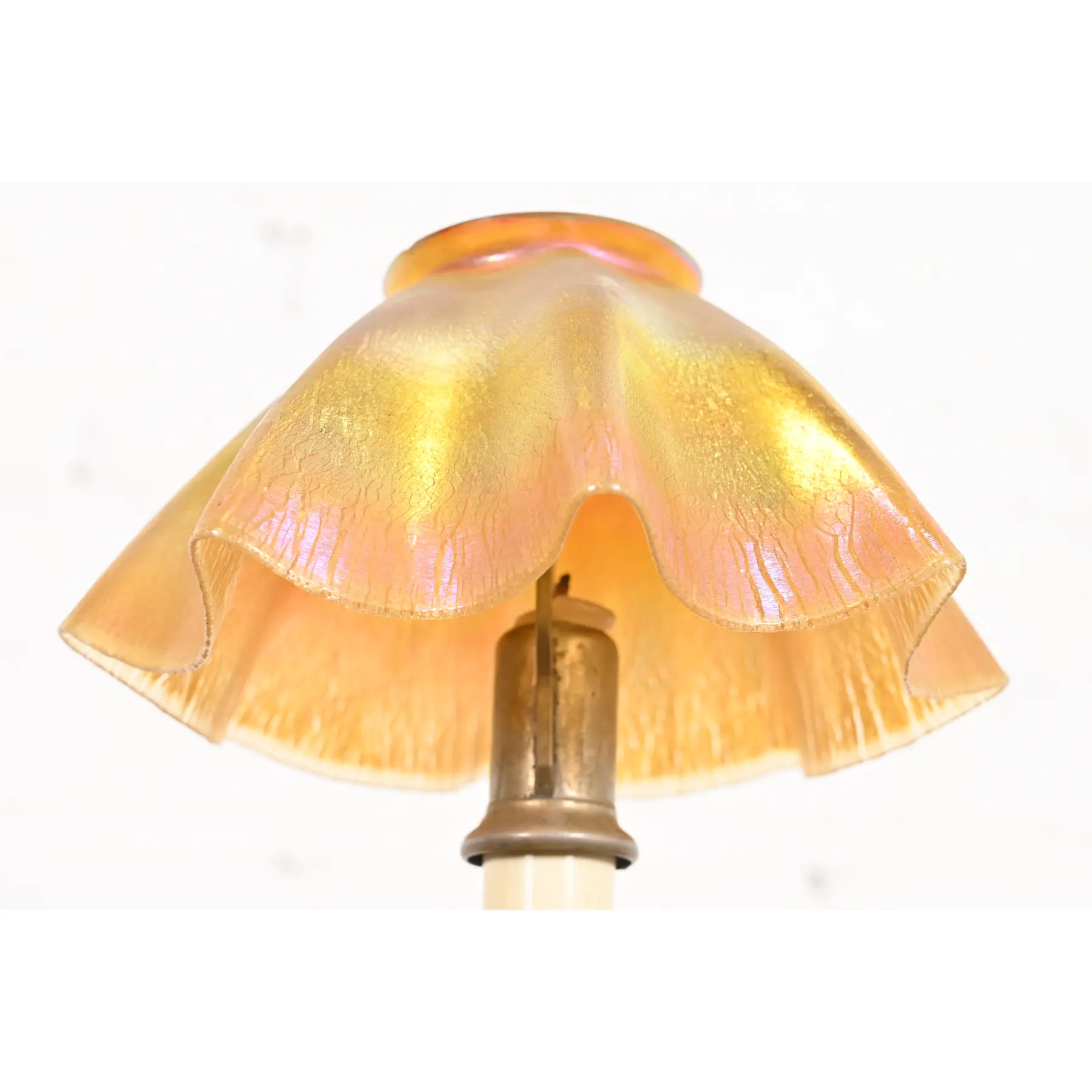 Louis Comfort Tiffany Favrile Iridescent Art Glass Candle Lamp - Image 5