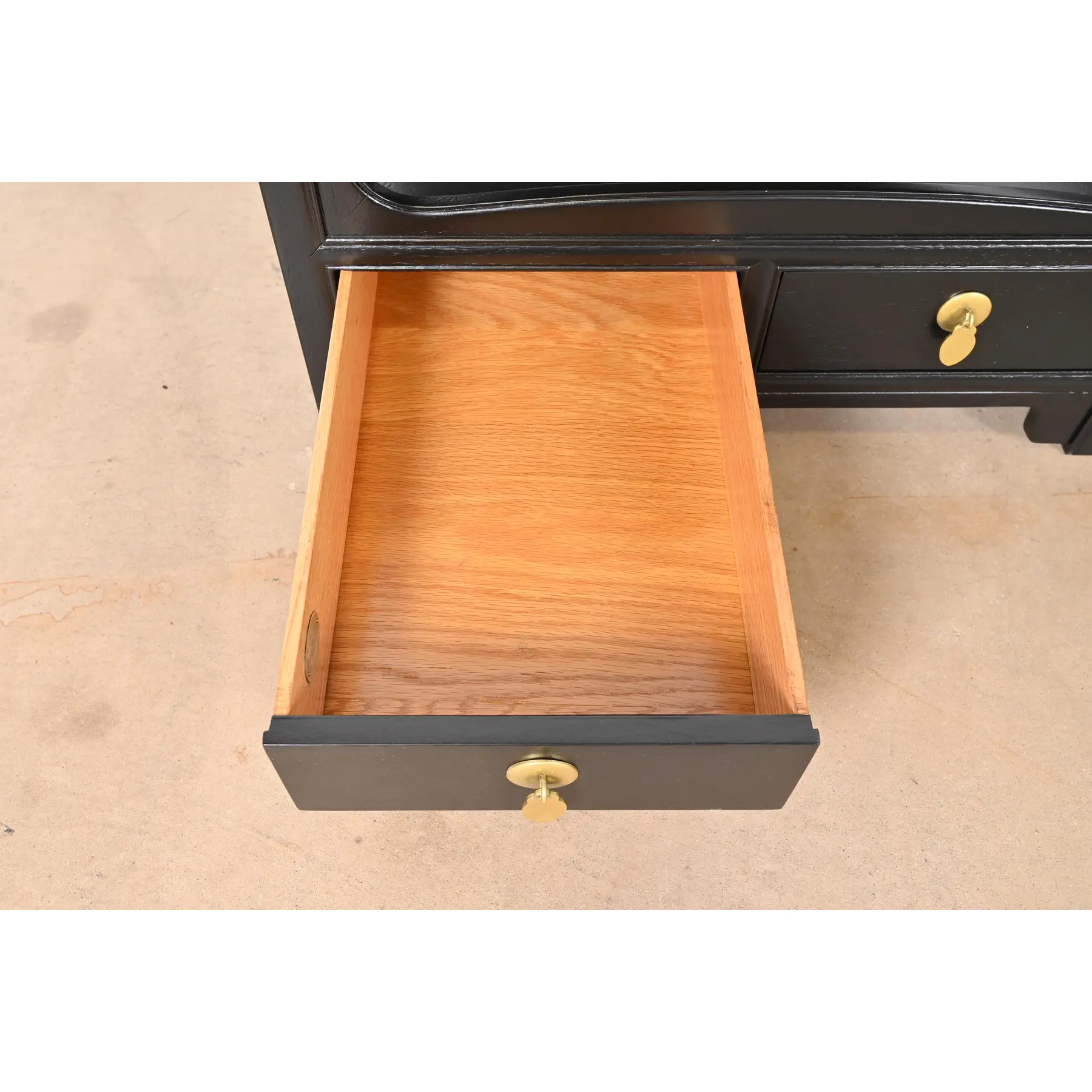 Michael Taylor for Baker Far East Collection Black Lacquered Nightstands or End Tables, Newly Refinished - Image 7