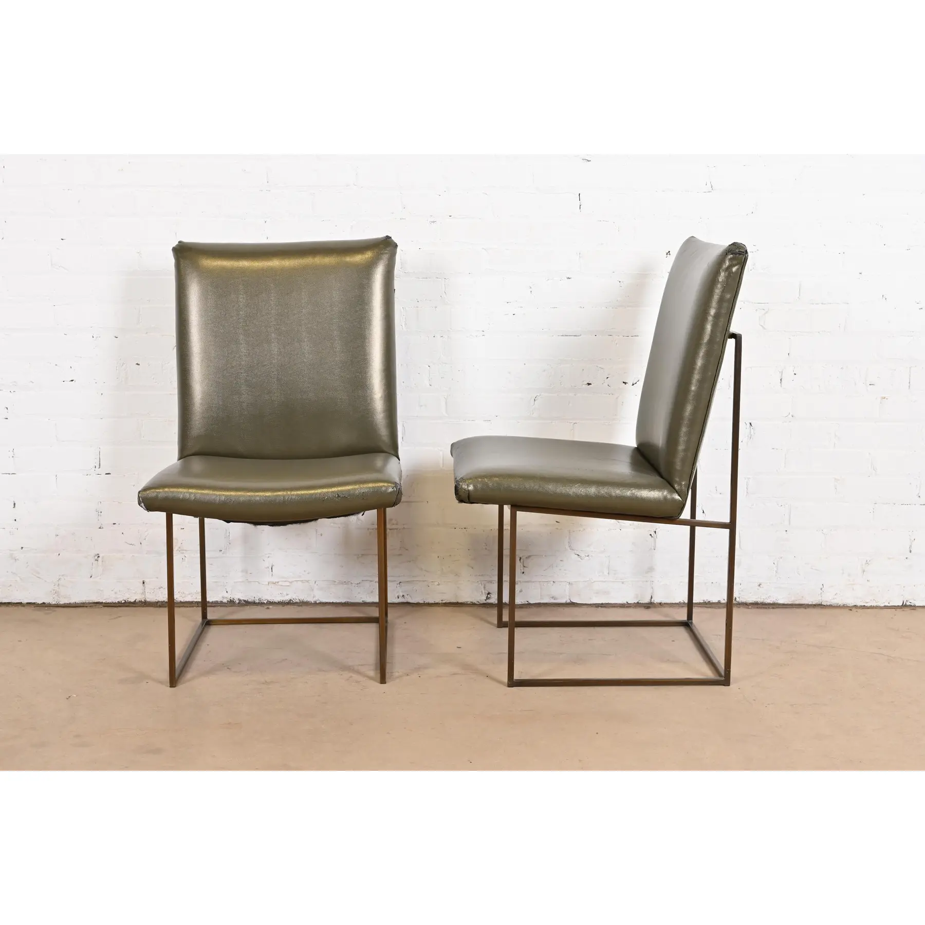 Milo Baughman for Thayer Coggin Mid-Century Modern Hollywood Regency Brass Dining Chairs, Set of Six - Image 11