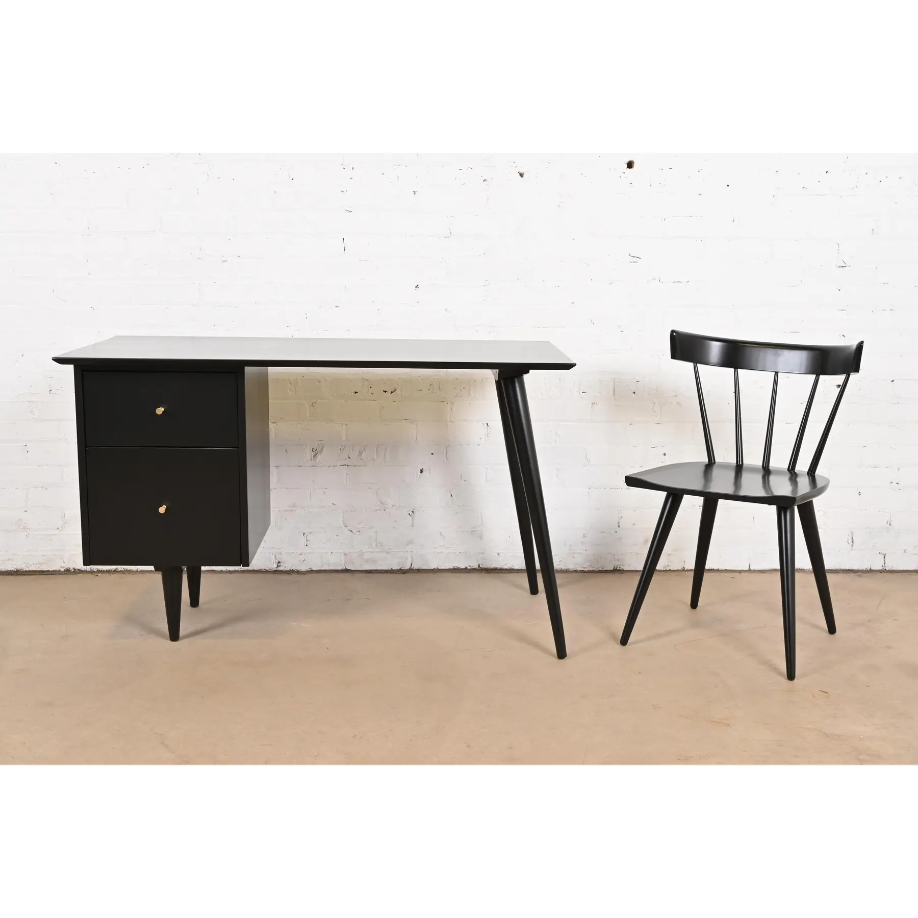 Paul McCobb Planner Group Mid-Century Modern Black Lacquered Writing Desk, Newly Refinished - Image 11