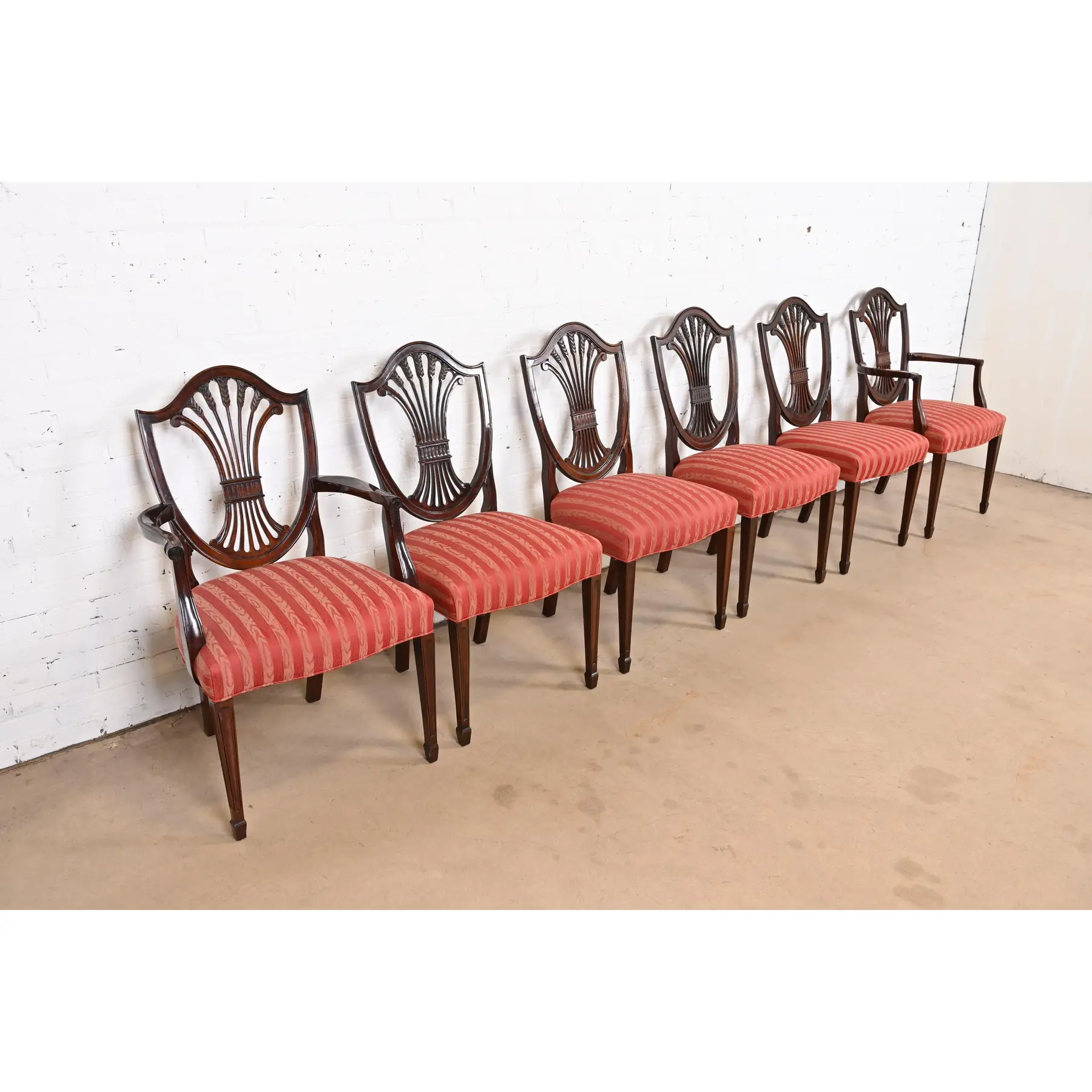 Stickley Federal Mahogany Shield Back Dining Chairs, Set of Six - Image 2