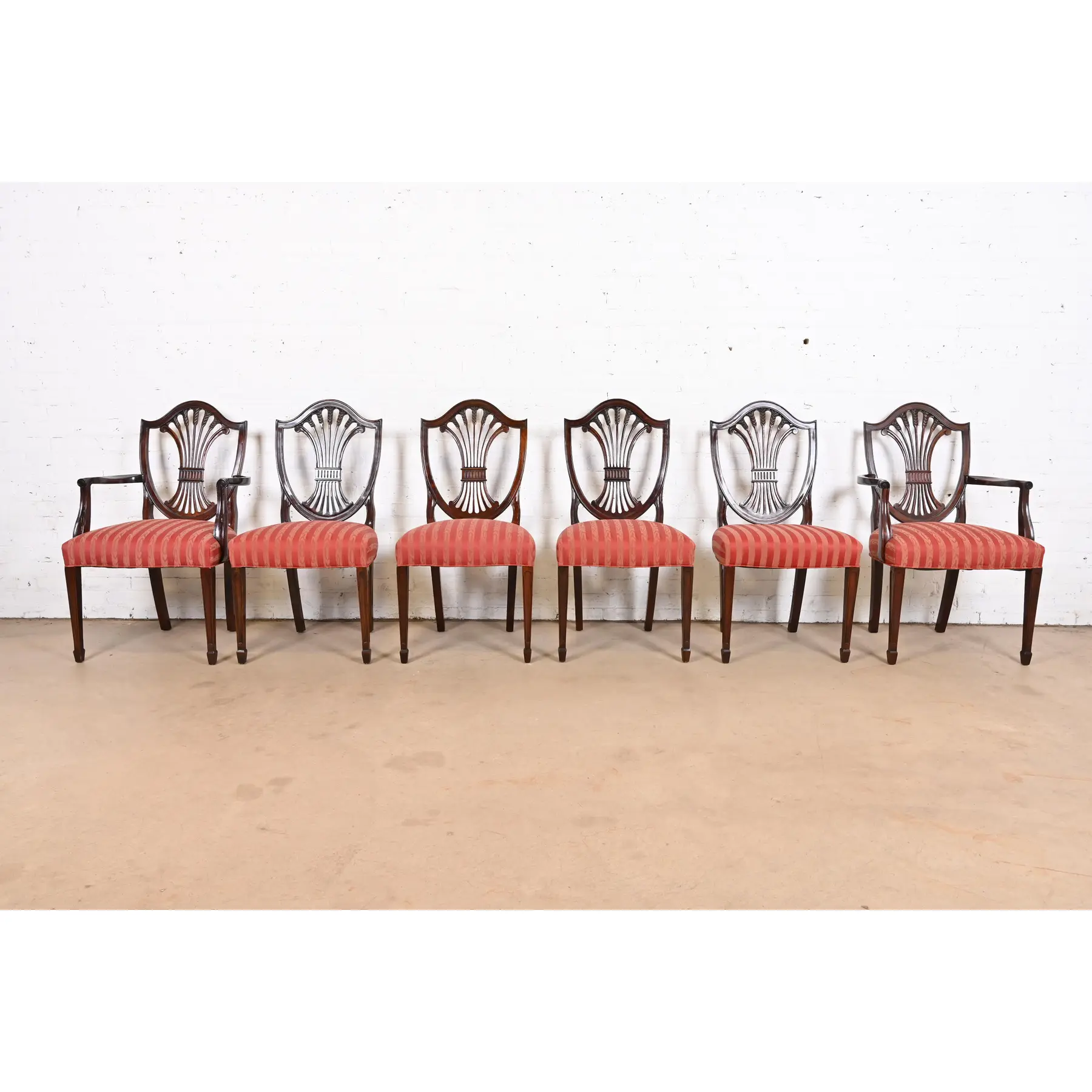 Stickley Federal Mahogany Shield Back Dining Chairs, Set of Six - Image 3