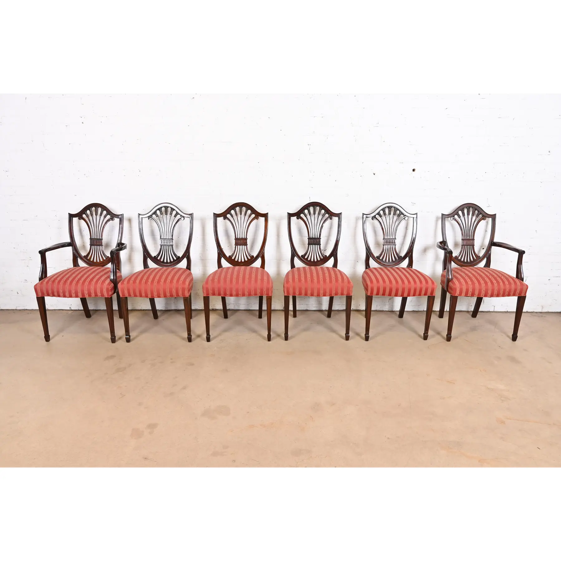Stickley Federal Mahogany Shield Back Dining Chairs, Set of Six - Image 4