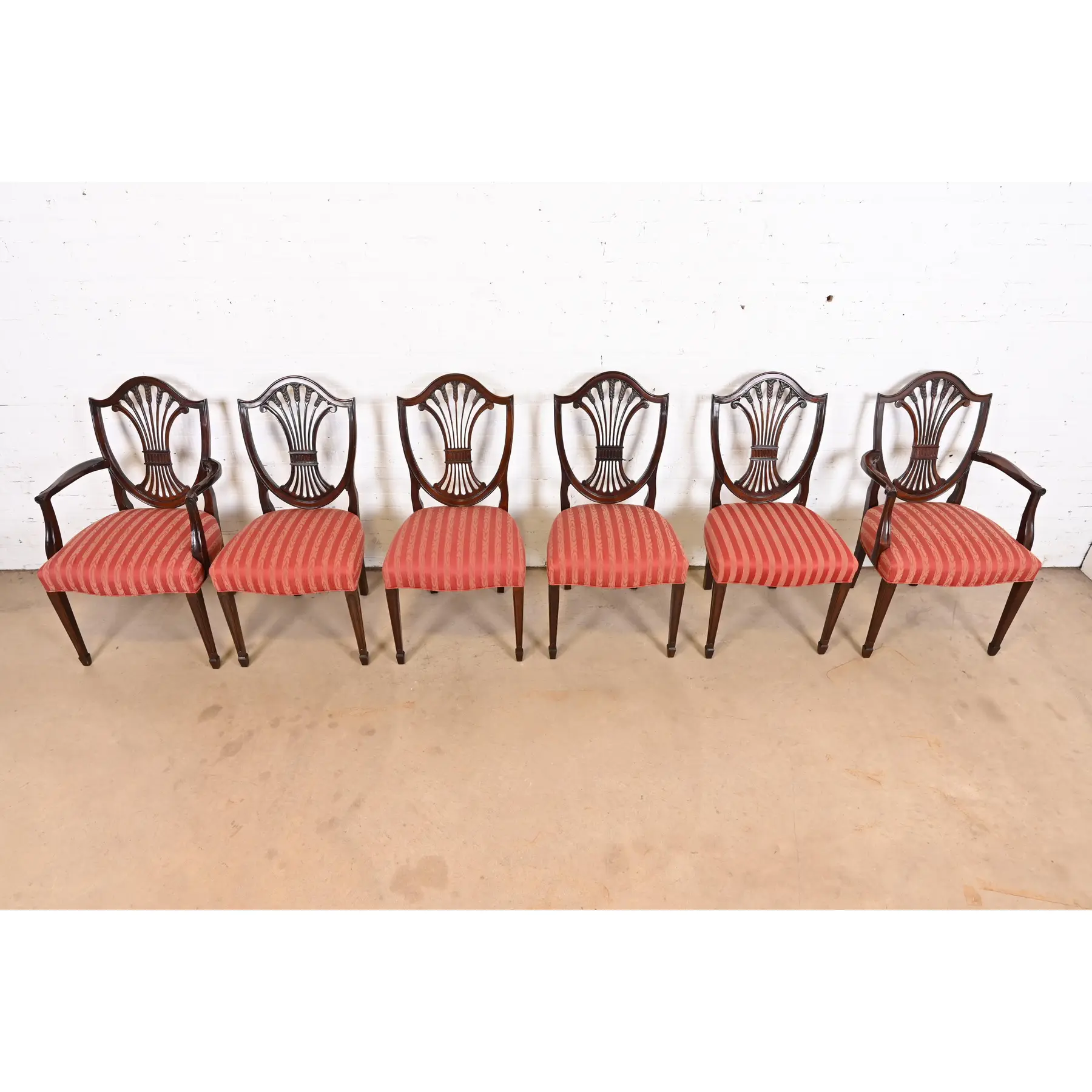 Stickley Federal Mahogany Shield Back Dining Chairs, Set of Six - Image 5