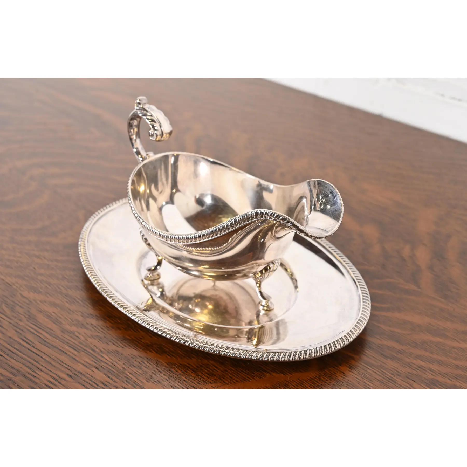 Tiffany & Co. Antique Silverplate Gravy Boat With Tray - Image 4