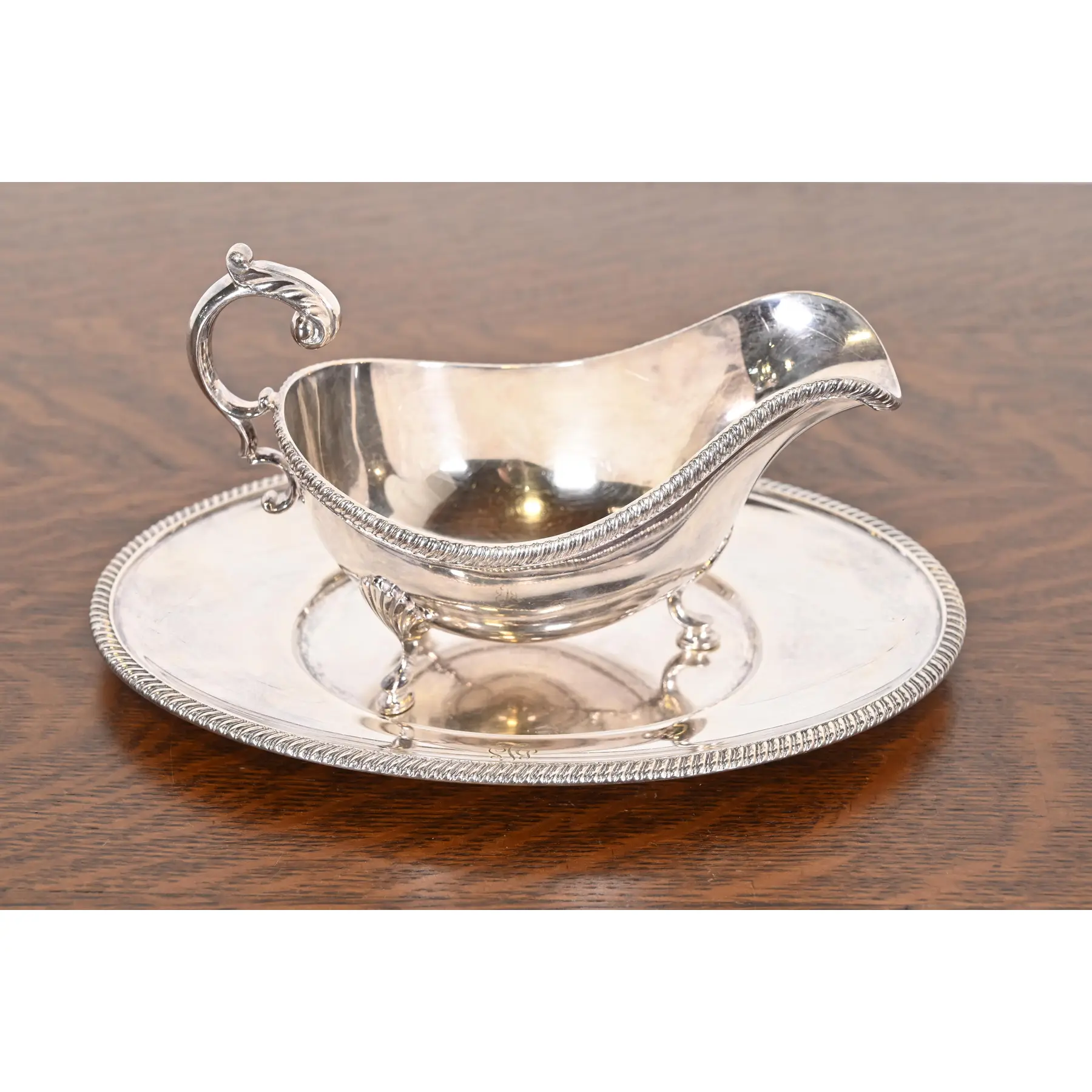 Tiffany & Co. Antique Silverplate Gravy Boat With Tray - Image 2